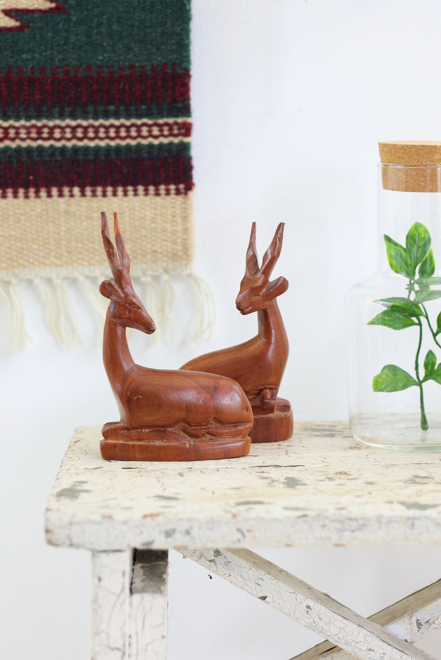 SOLD - Vintage Carved Wood Antelope Figurines
