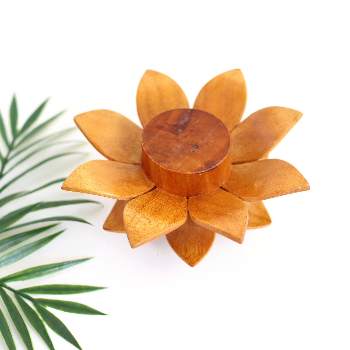 SOLD - Vintage Wooden Flower Candle Holder