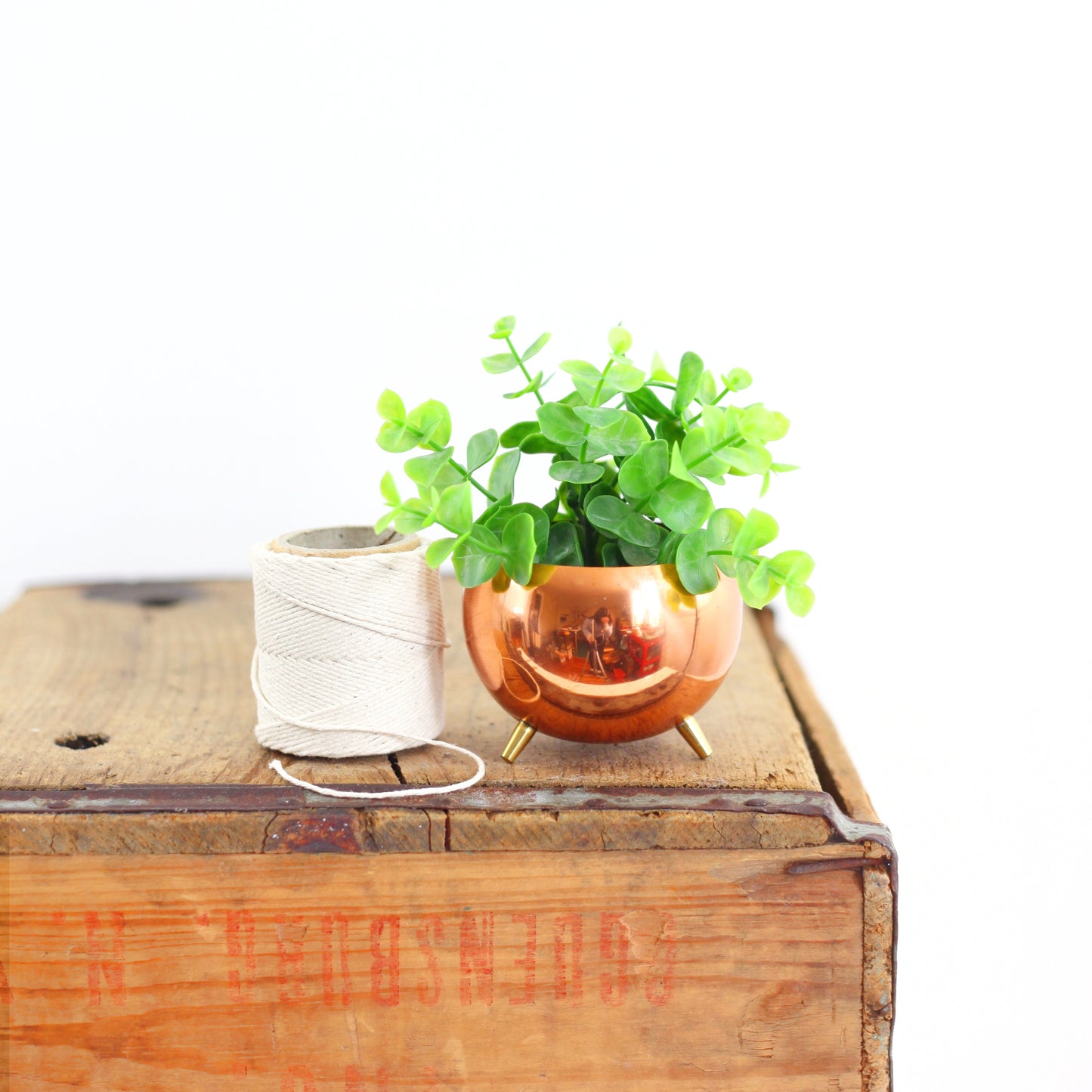 SOLD - Vintage Copper Footed Planter by Coppercraft Guild