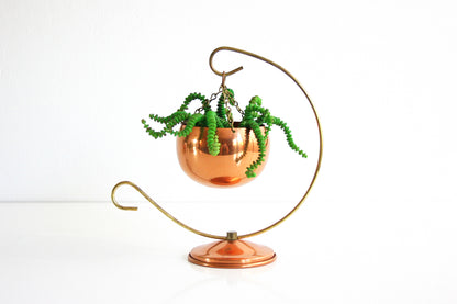 SOLD - Vintage Coppercraft Guild Planter with Stand / Mid Century Copper Hanging Plant Pot