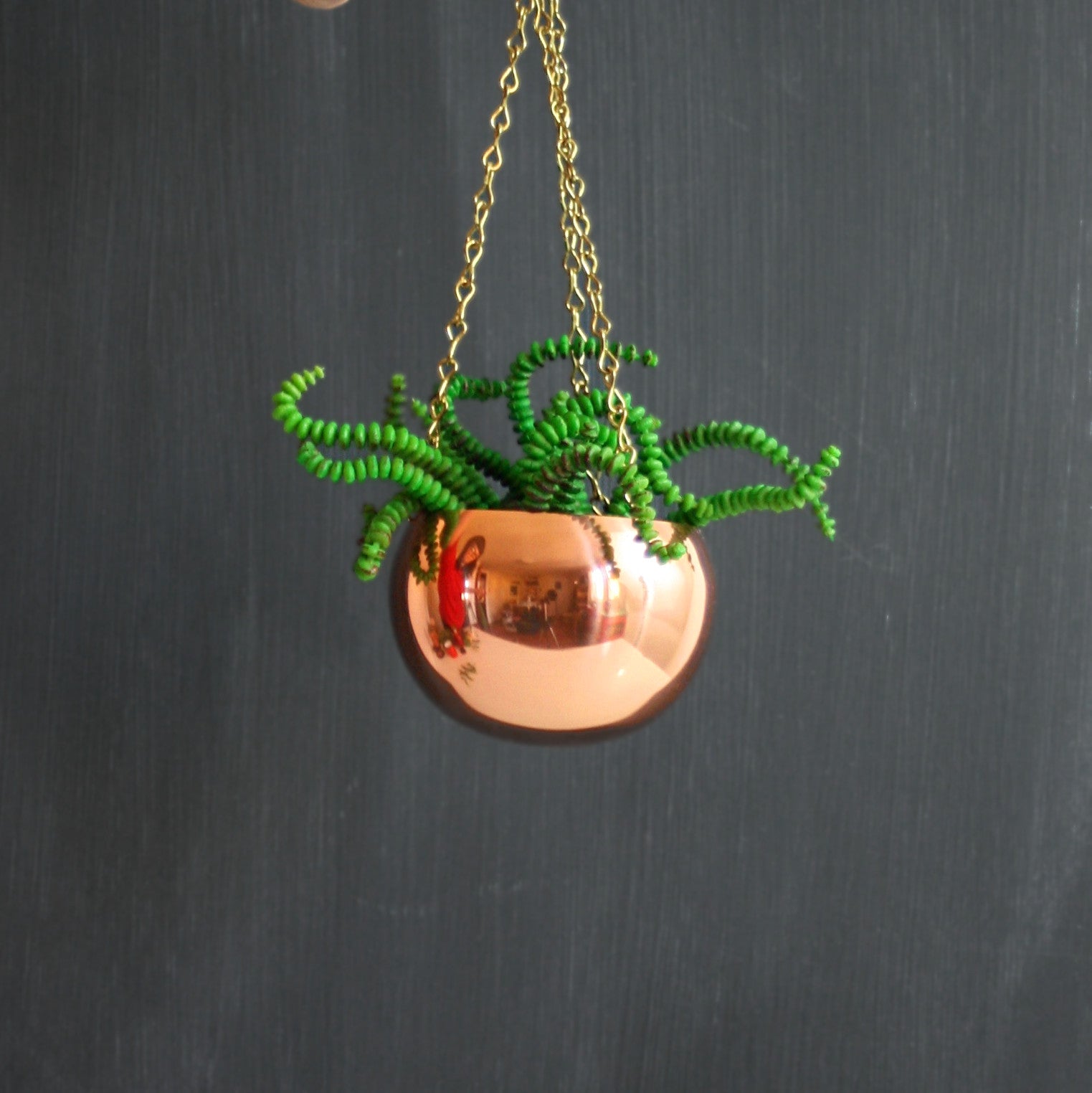 copper hanging plant pot SOLD