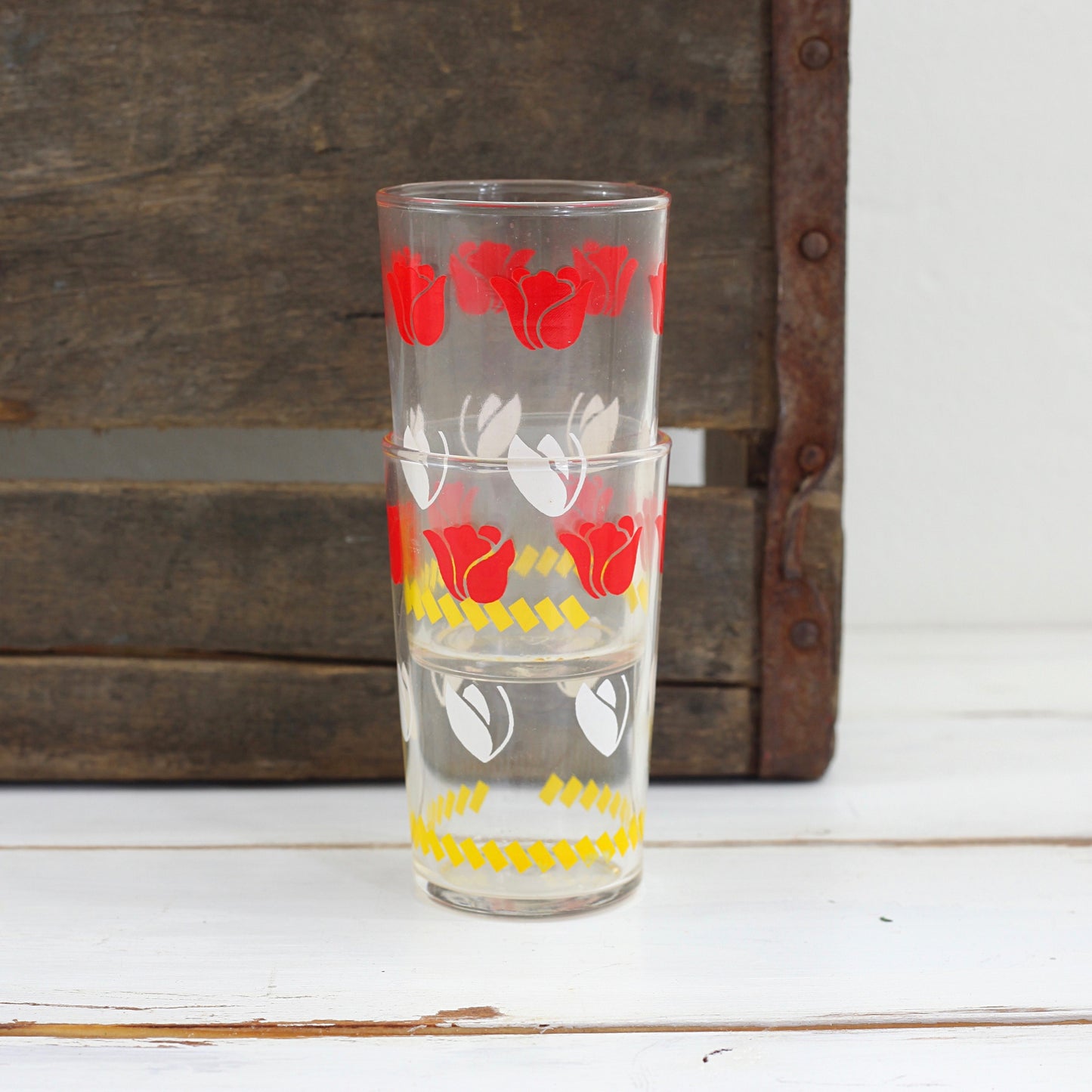 SOLD - Vintage 1950s Federal Glass Tulip Juice Glasses