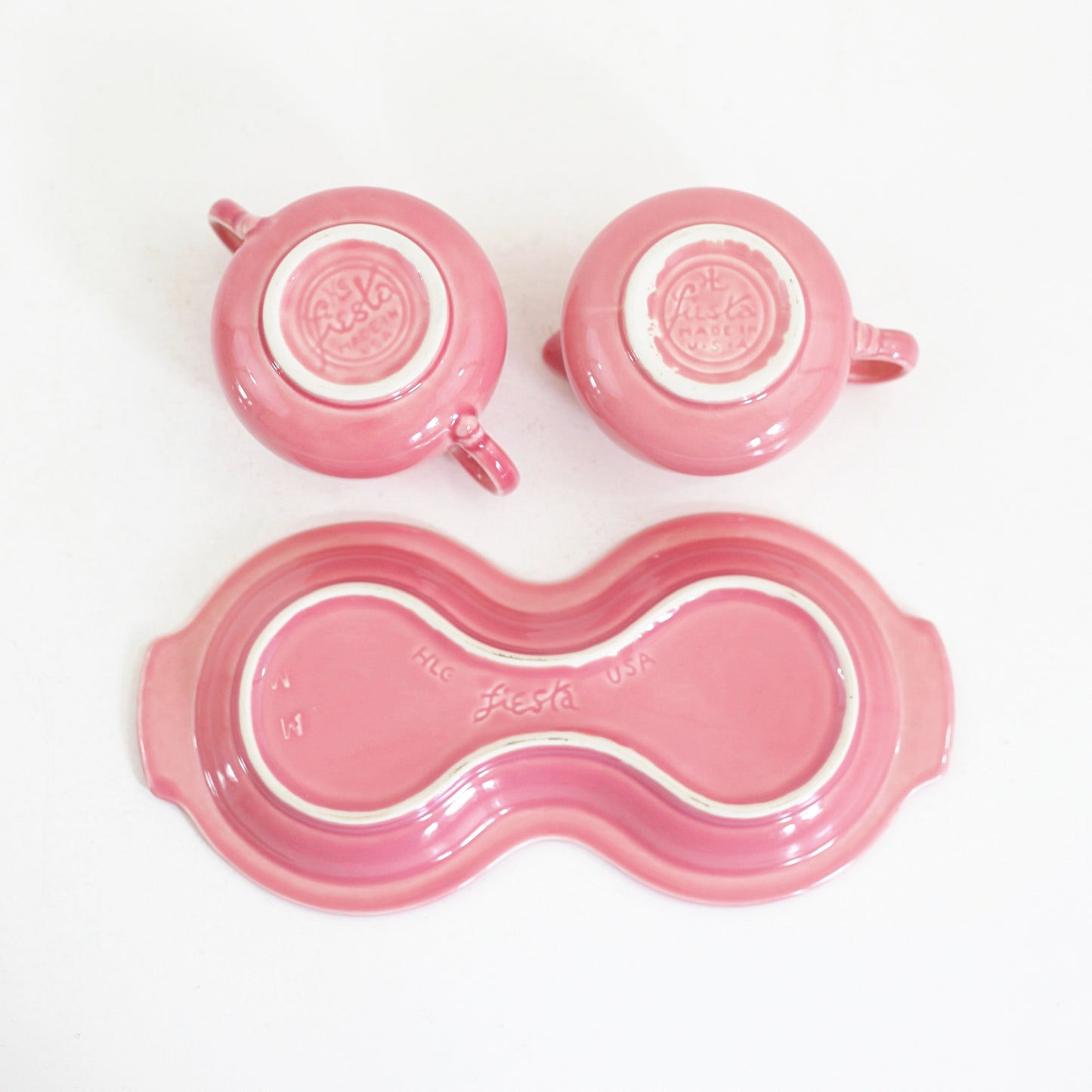 SOLD - Vintage Fiesta Pink Rose Cream & Sugar Set