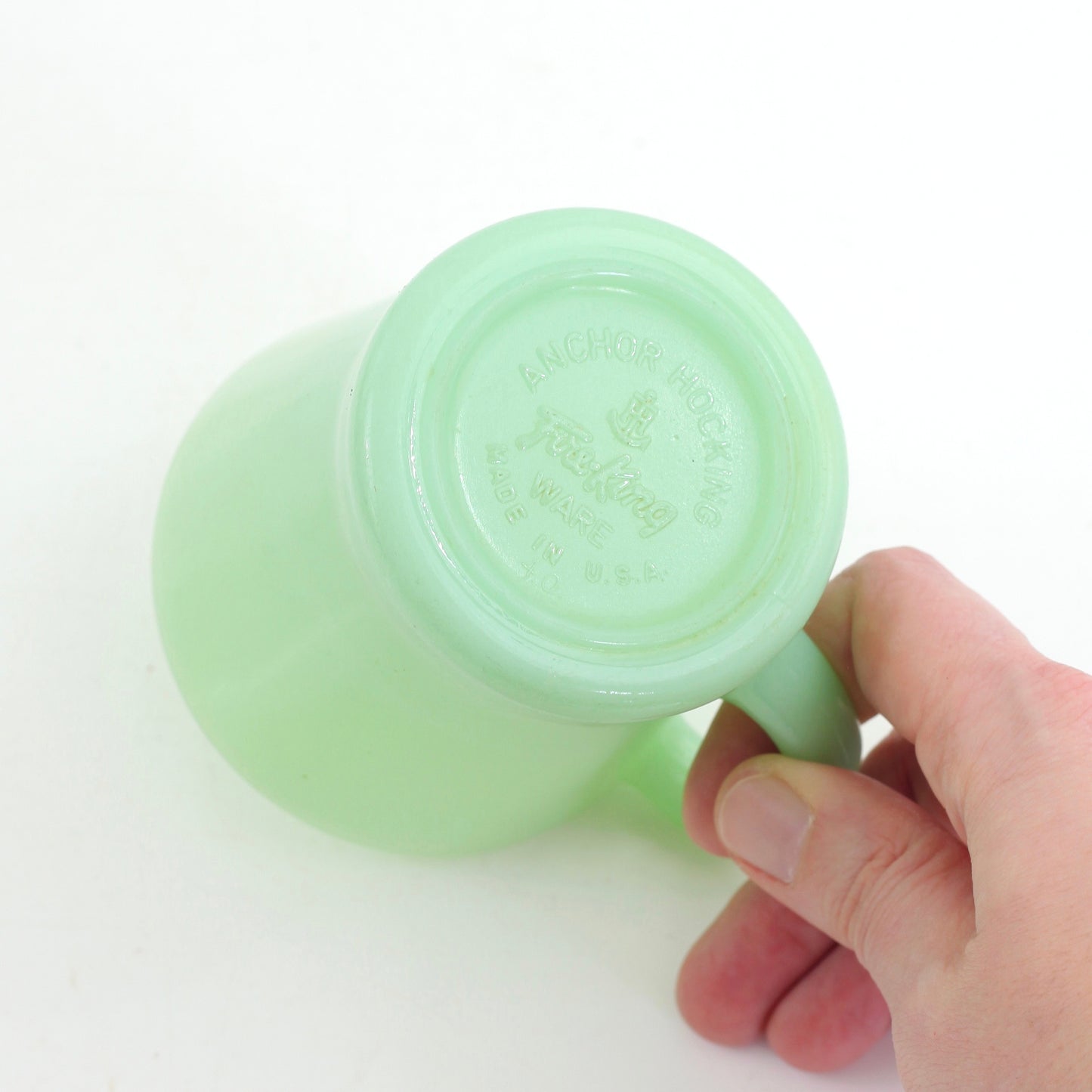 SOLD - Mid Century Jadeite Fire King Mug