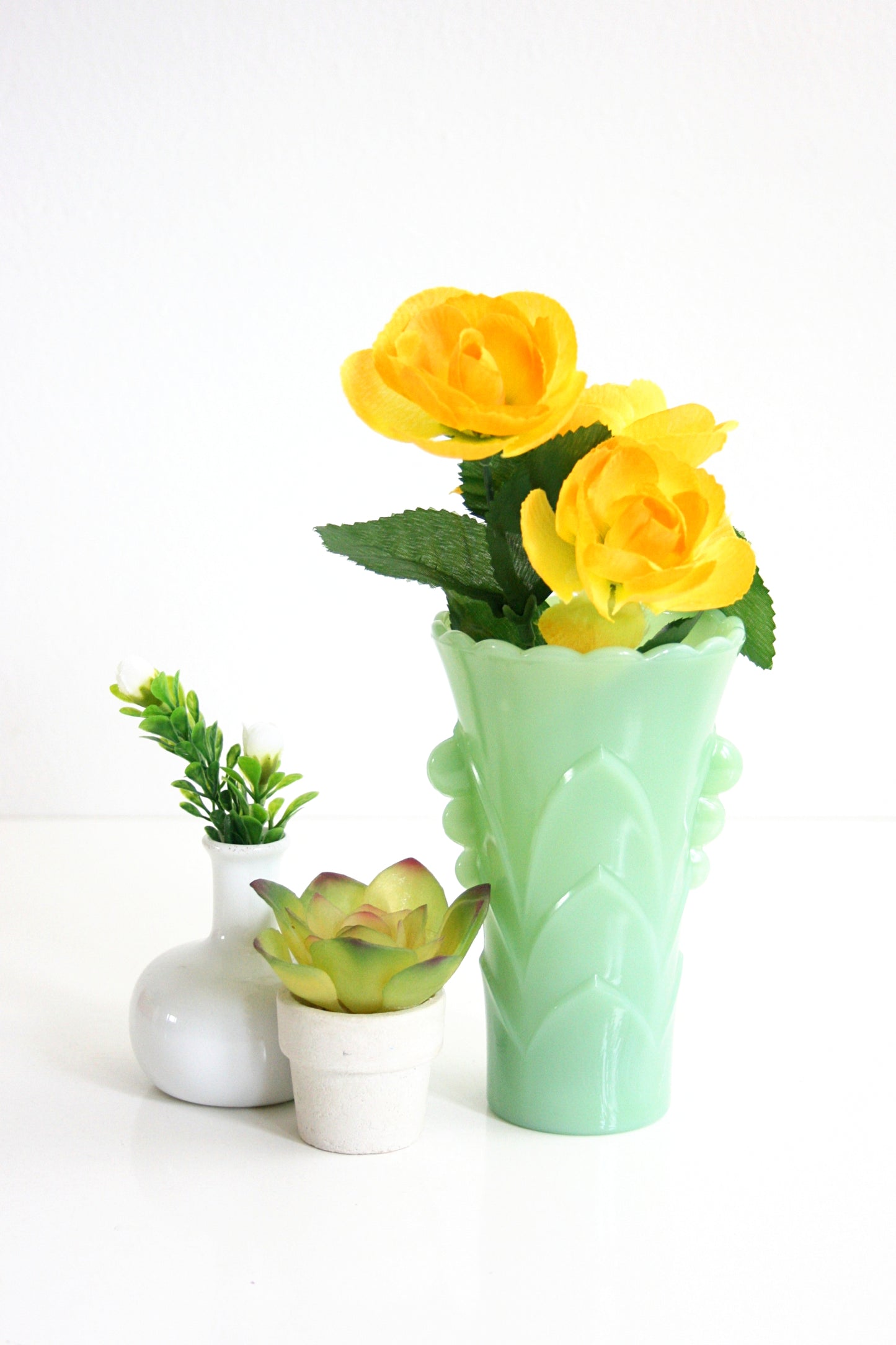 SOLD - Vintage Fire King Jadeite Deco Vase