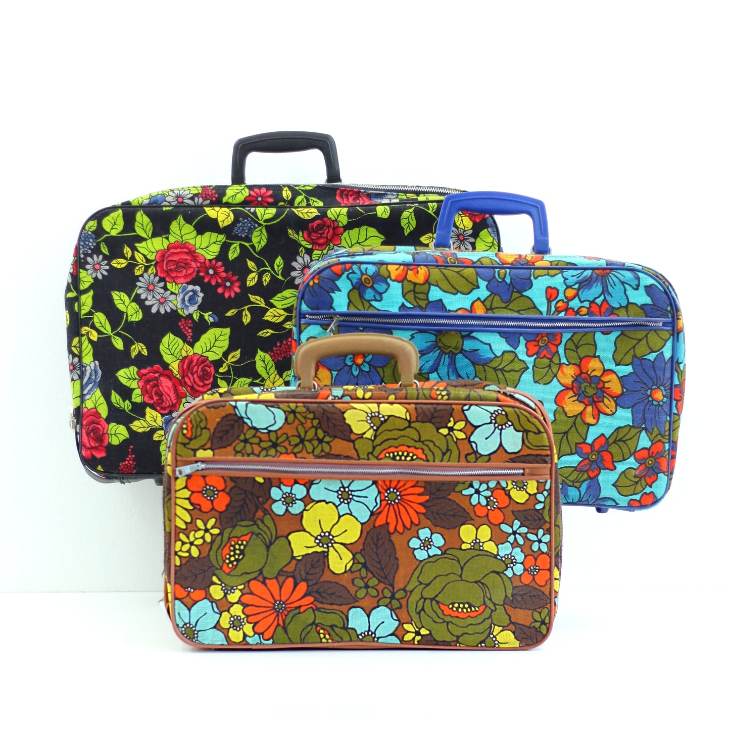 SOLD - Vintage Flower Power Fabric Suitcase