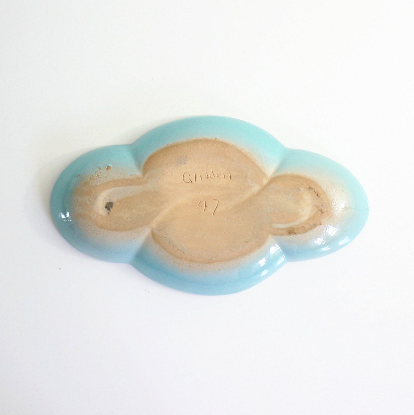 SOLD - Mid Century Modern Glidden Aqua Blue Cloud Serving Plate / Vintage Glidden Pottery Dish