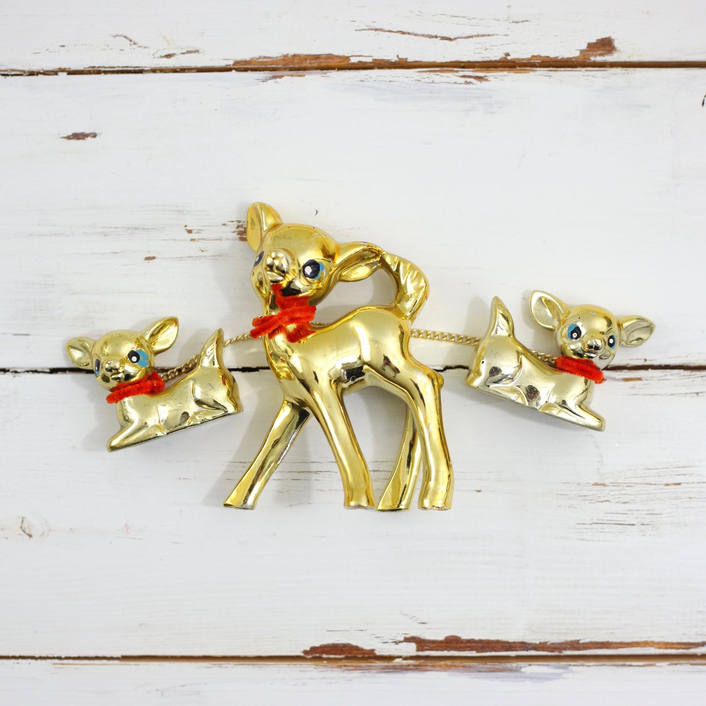 SOLD - Vintage Gold Ceramic Deer Family
