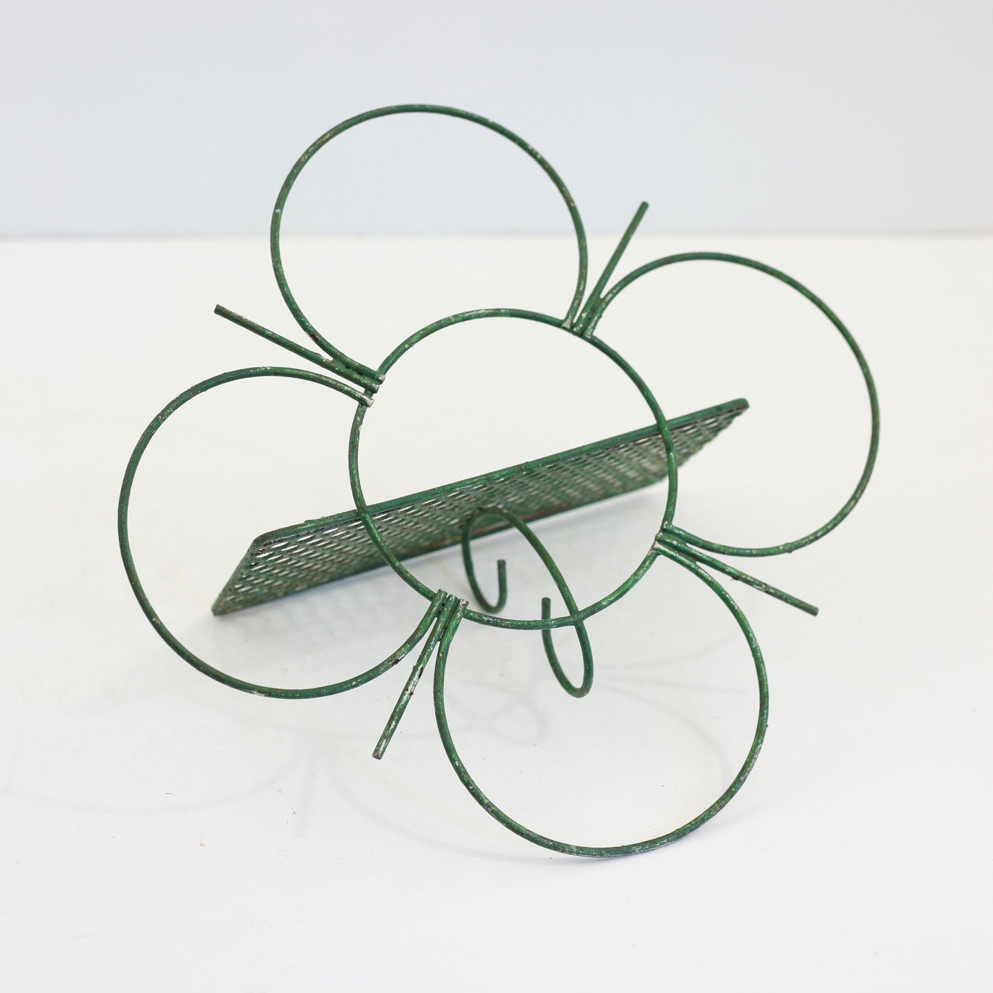 SOLD - Vintage Green Quatrefoil Metal Wall Shelf