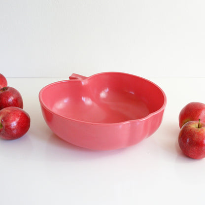 SOLD - Hazel Atlas Orchard Blossom Bowl / Mid Century Pink Apple Serving Bowl
