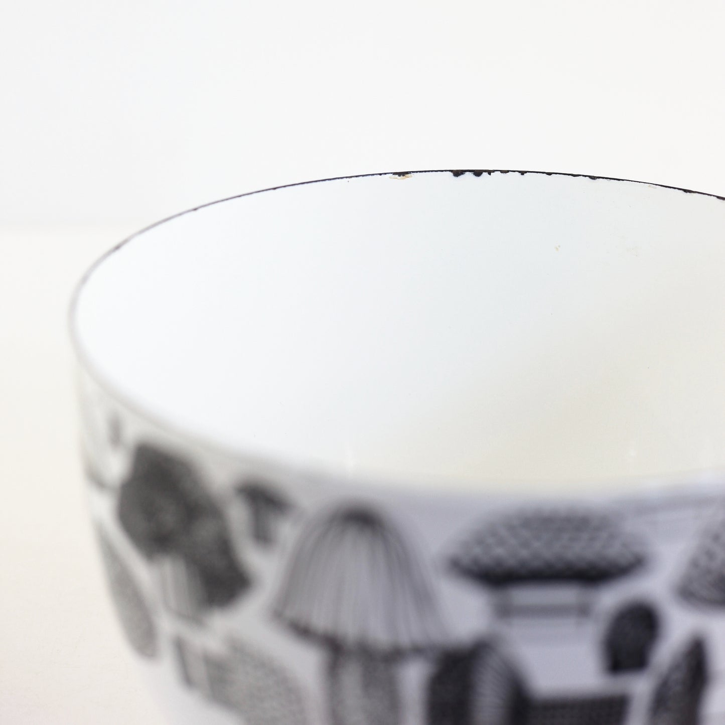 SOLD - Mid Century Enamel Mushrooms Bowl by Kaj Franck for Arabia of Finland