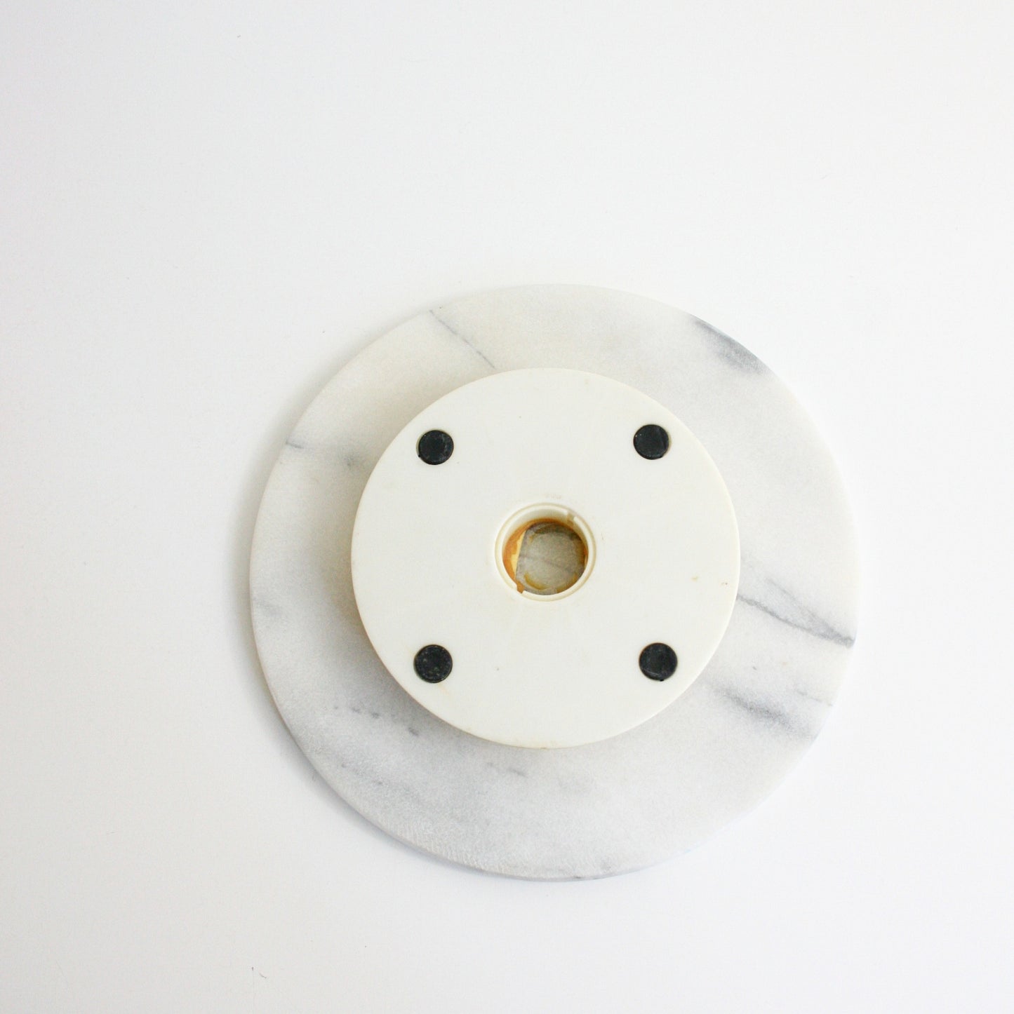 SOLD - Vintage Solid Marble Lazy Susan / Vintage White Marble Tray