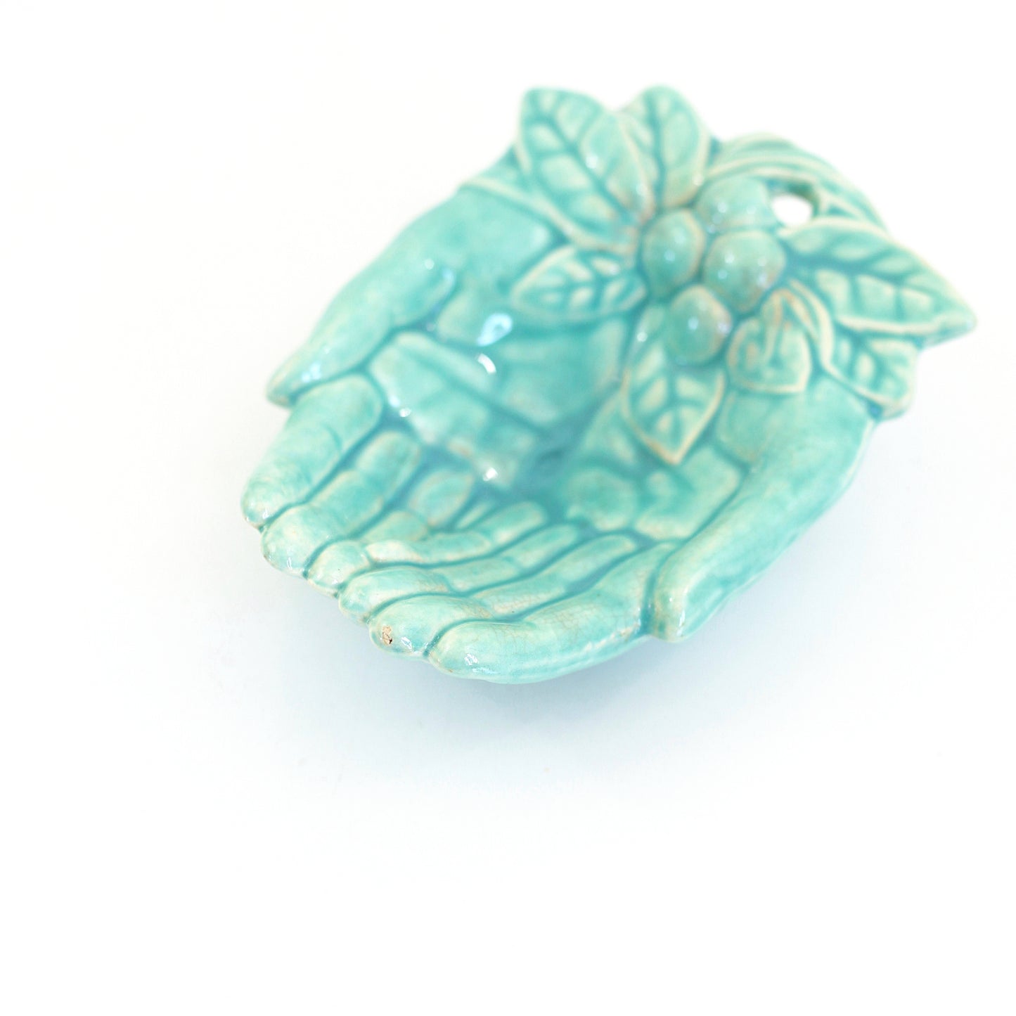 SOLD - Vintage 1930s Aqua McCoy Hands Dish