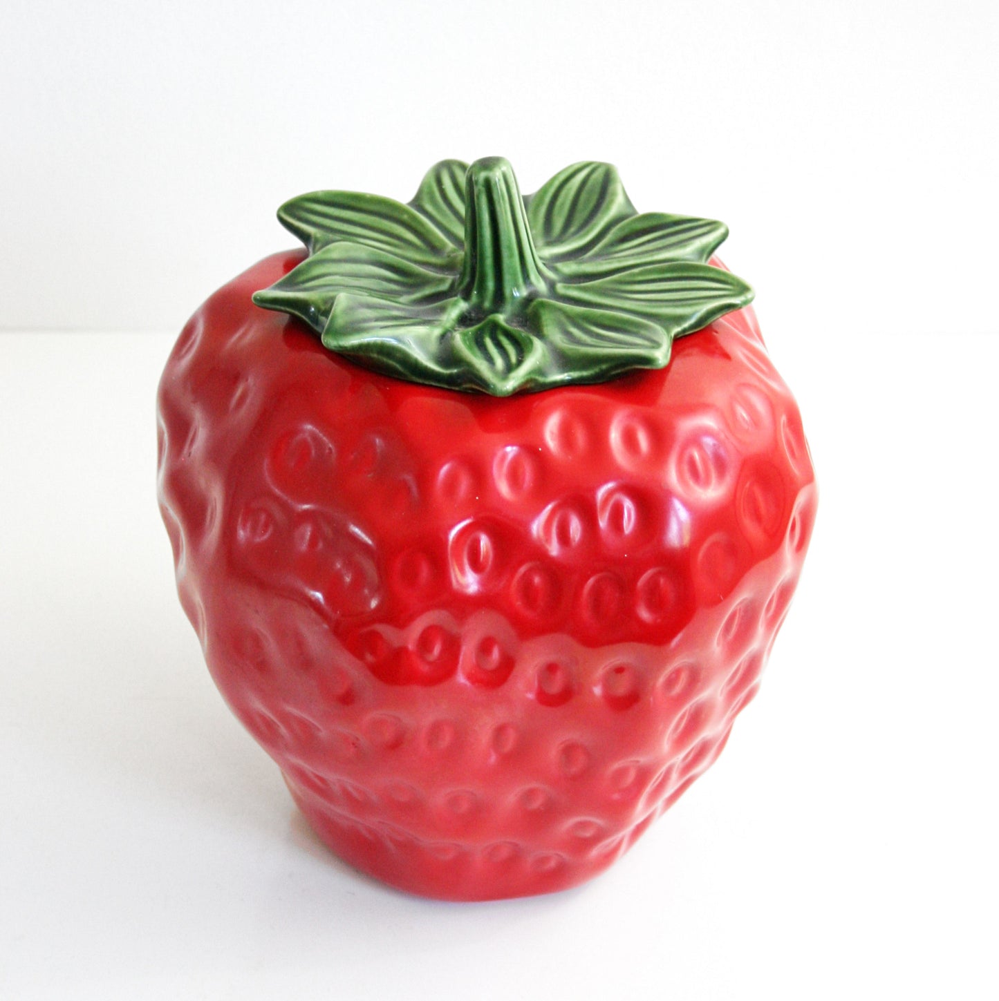 SOLD - Vintage McCoy Strawberry Cookie Jar / Mid Century McCoy Ceramic Fruit Canister