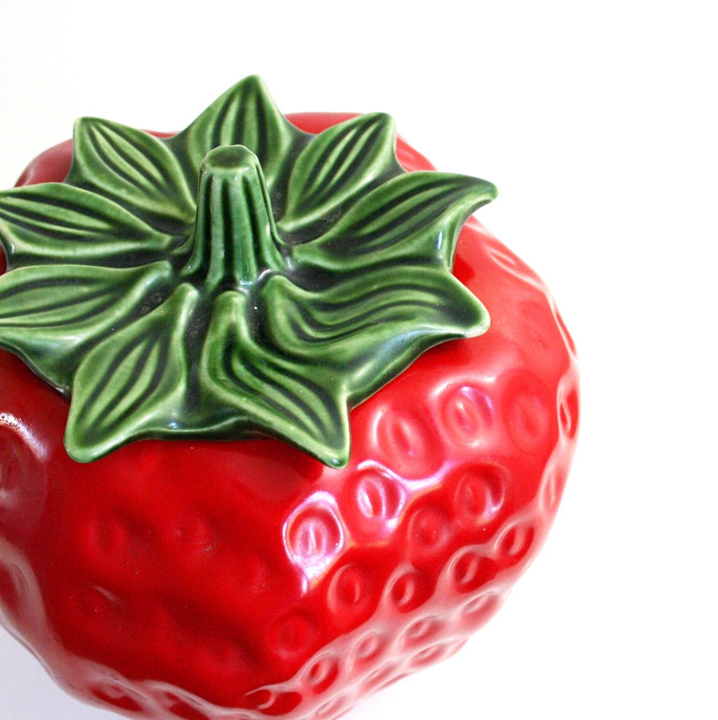 SOLD - Vintage McCoy Strawberry Cookie Jar / Mid Century McCoy Ceramic Fruit Canister