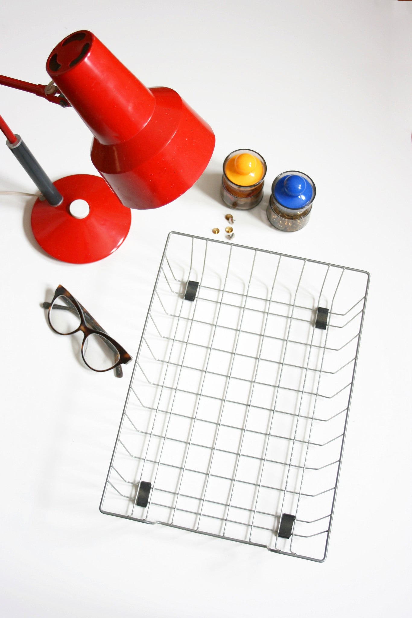 SOLD - Vintage Industrial Wire Paper Tray / Vintage Office Organization