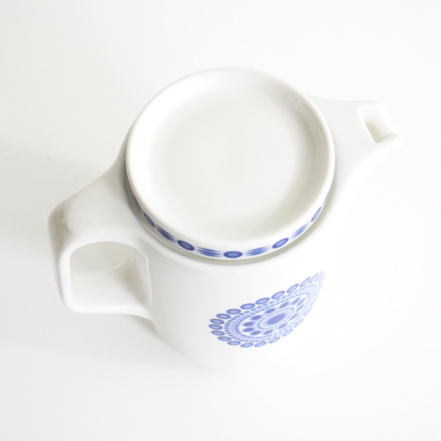 SOLD - Mid Century Modern Ceramic Coffee Pot / Eurotel Blue and White Ceramic Coffee Pot