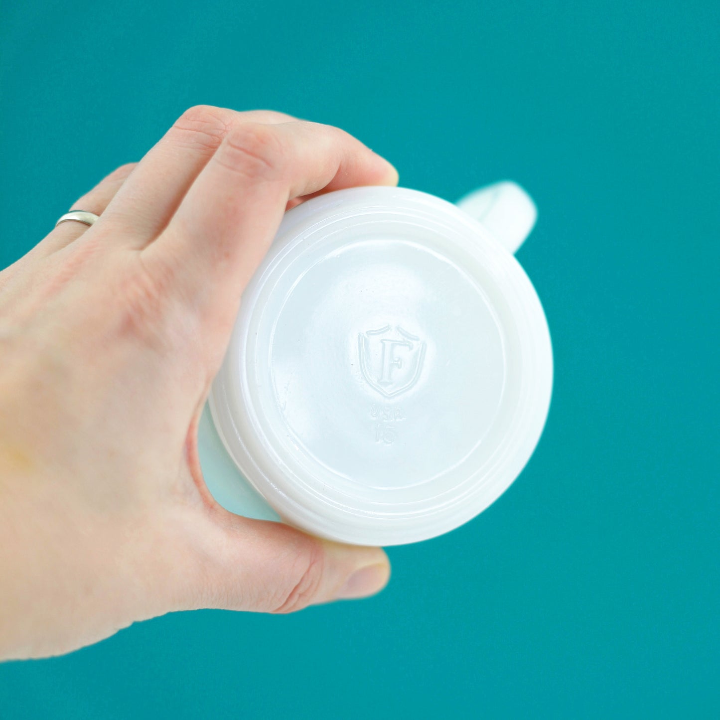 SOLD - Vintage Milk Glass Letter 'N' Mug by Federal Glass