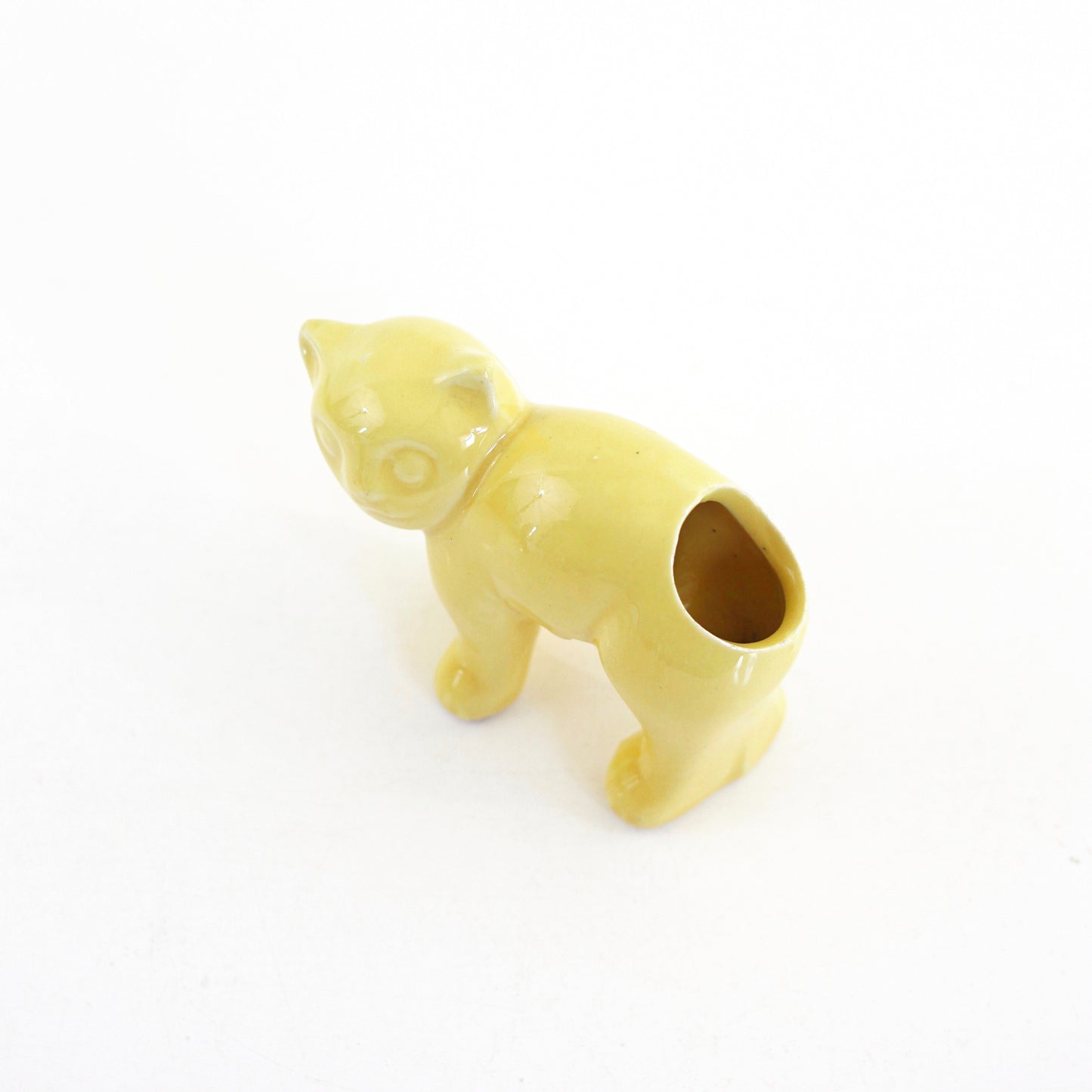 SOLD - 1940s Morton Pottery Yellow Cat Planter
