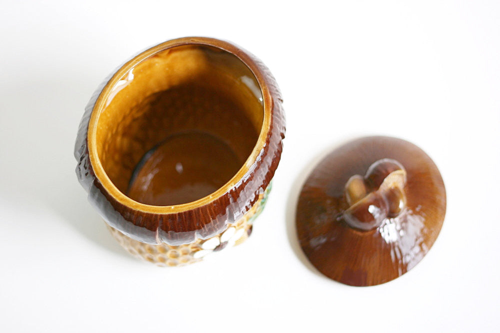 SOLD - Vintage Ceramic Mushroom Cookie Jar / Retro Toadstool Kitchen Canister