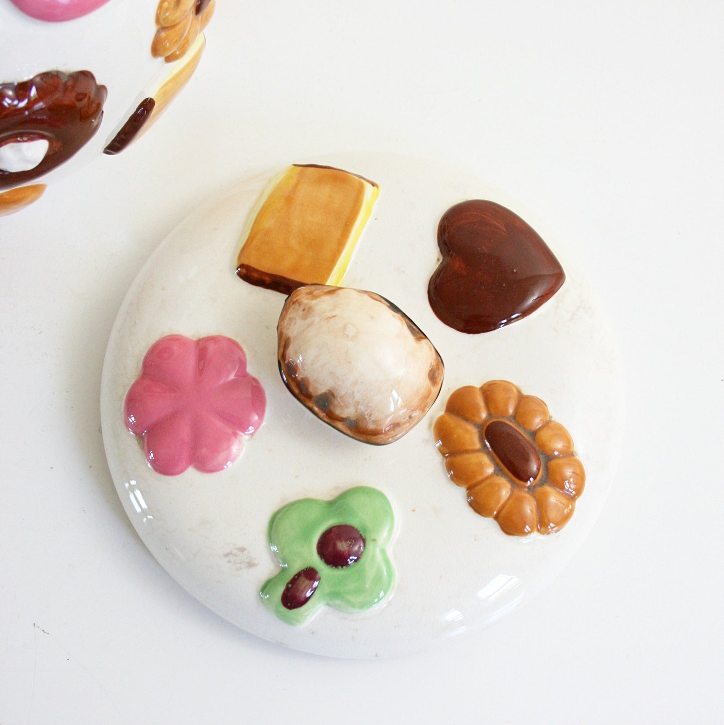 SOLD - Vintage Ceramic Cookies Cookie Jar / Mid Century Napco Cookies All Over Canister