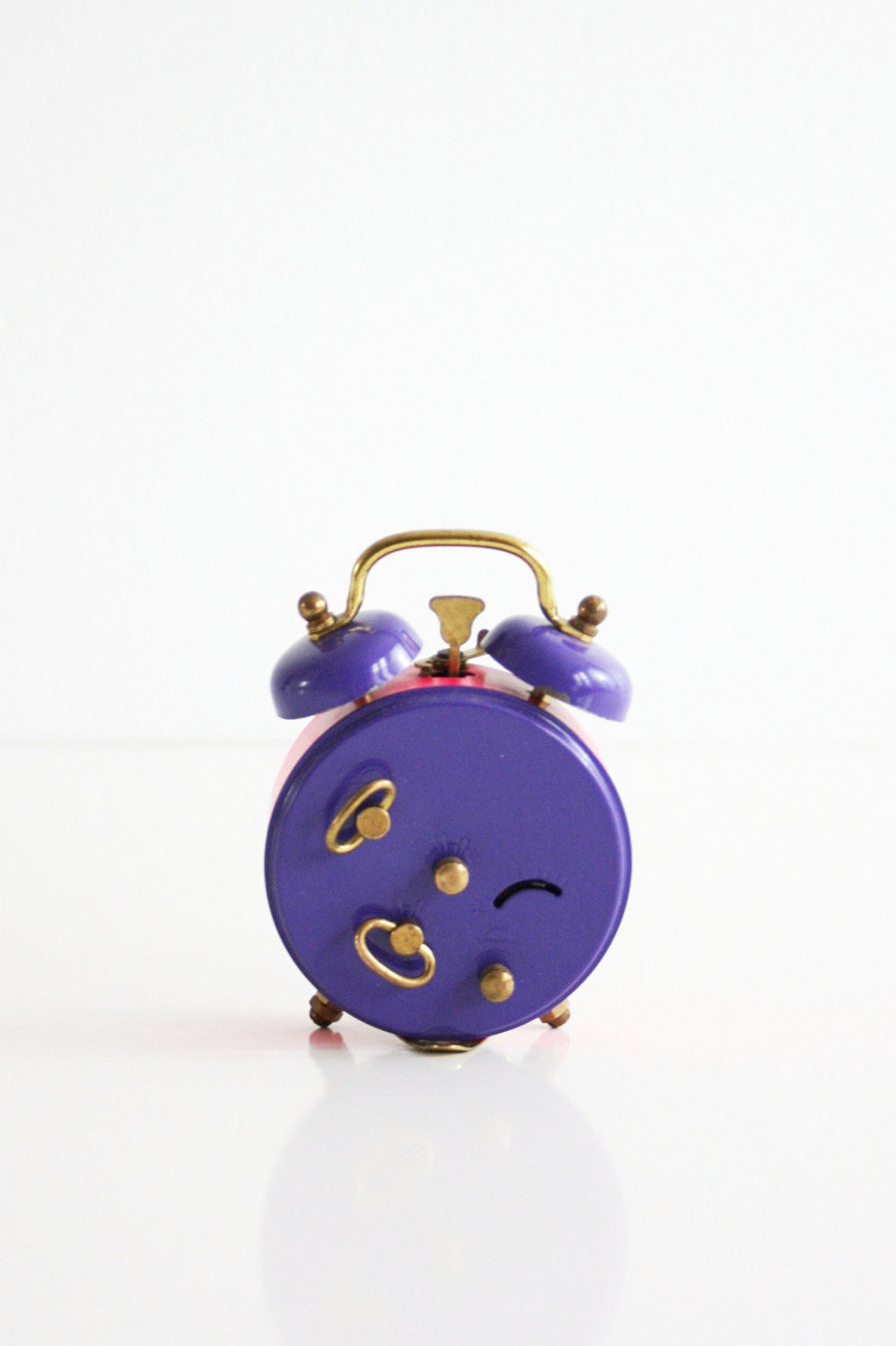 SOLD - Vintage Neon Pink and Purple Sheffield Alarm Clock / Colorful Retro Alarm Clock