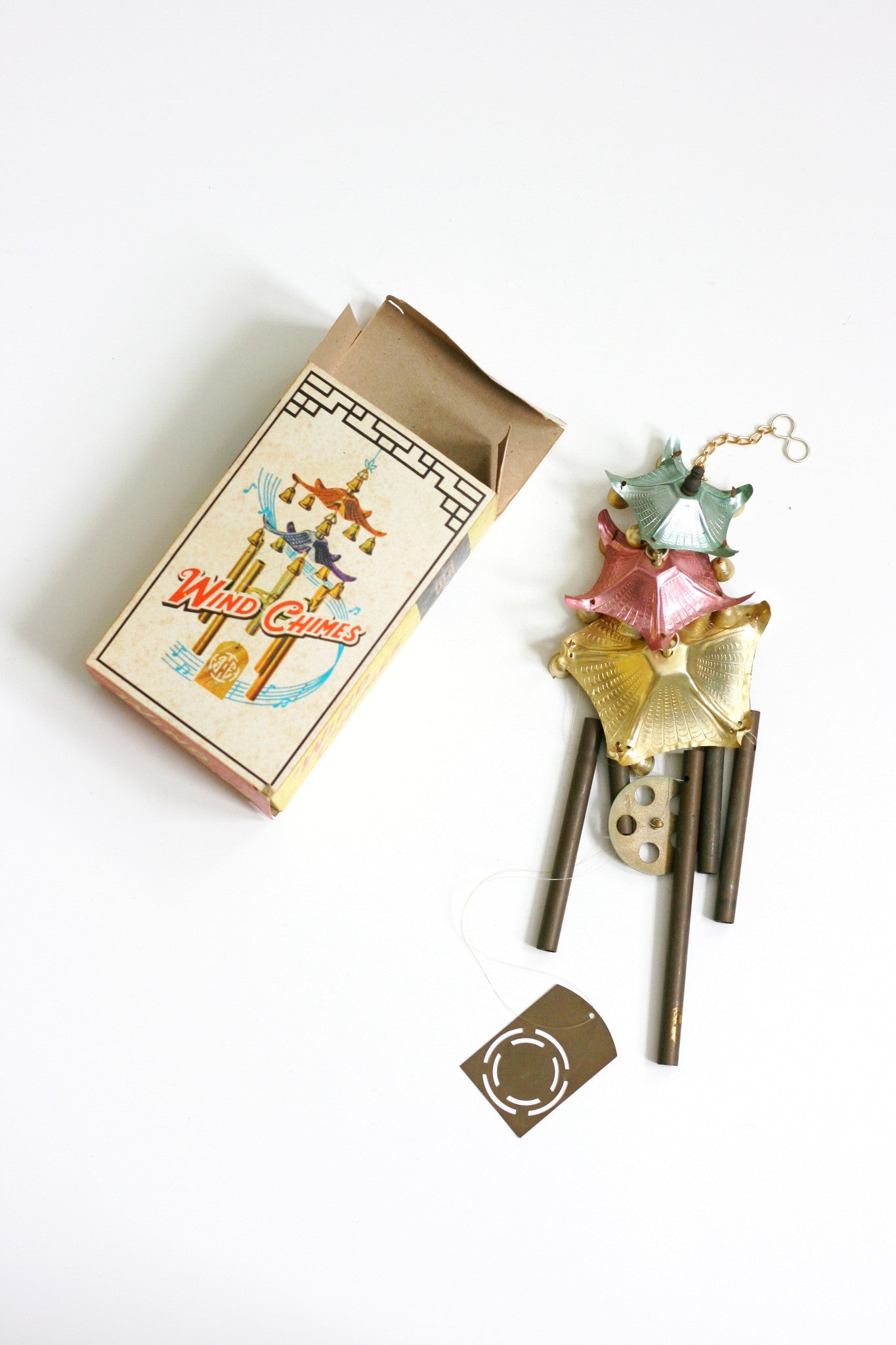 SOLD - Vintage Pastel Pagoda Asian Wind Chimes