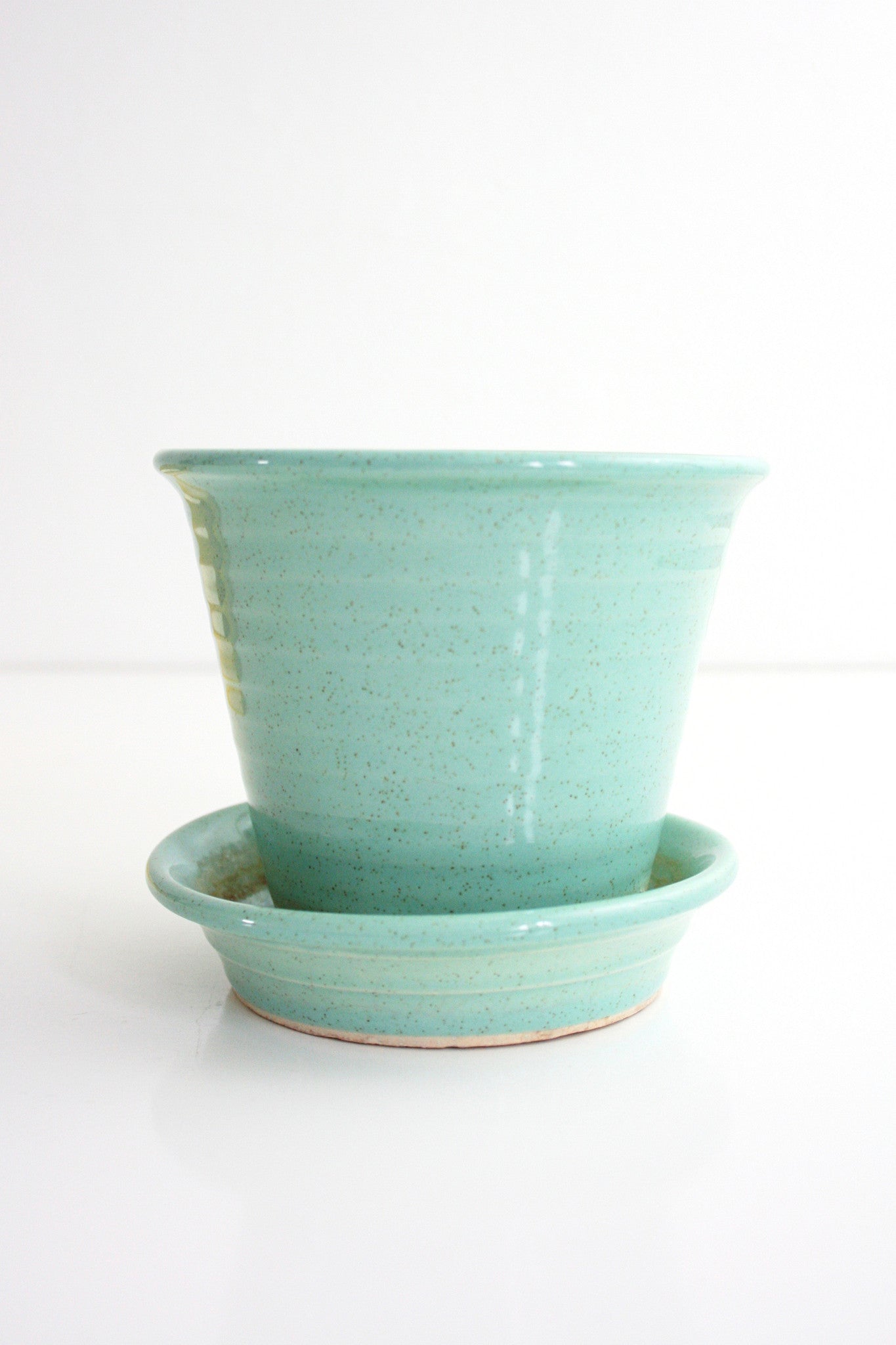 SOLD - Mid Century Modern Pfaltzgraff Ringware Green Ceramic Planter