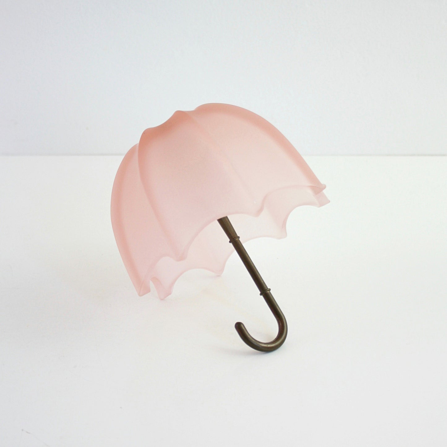 SOLD - Vintage Pink Frosted Glass Umbrella Bowl