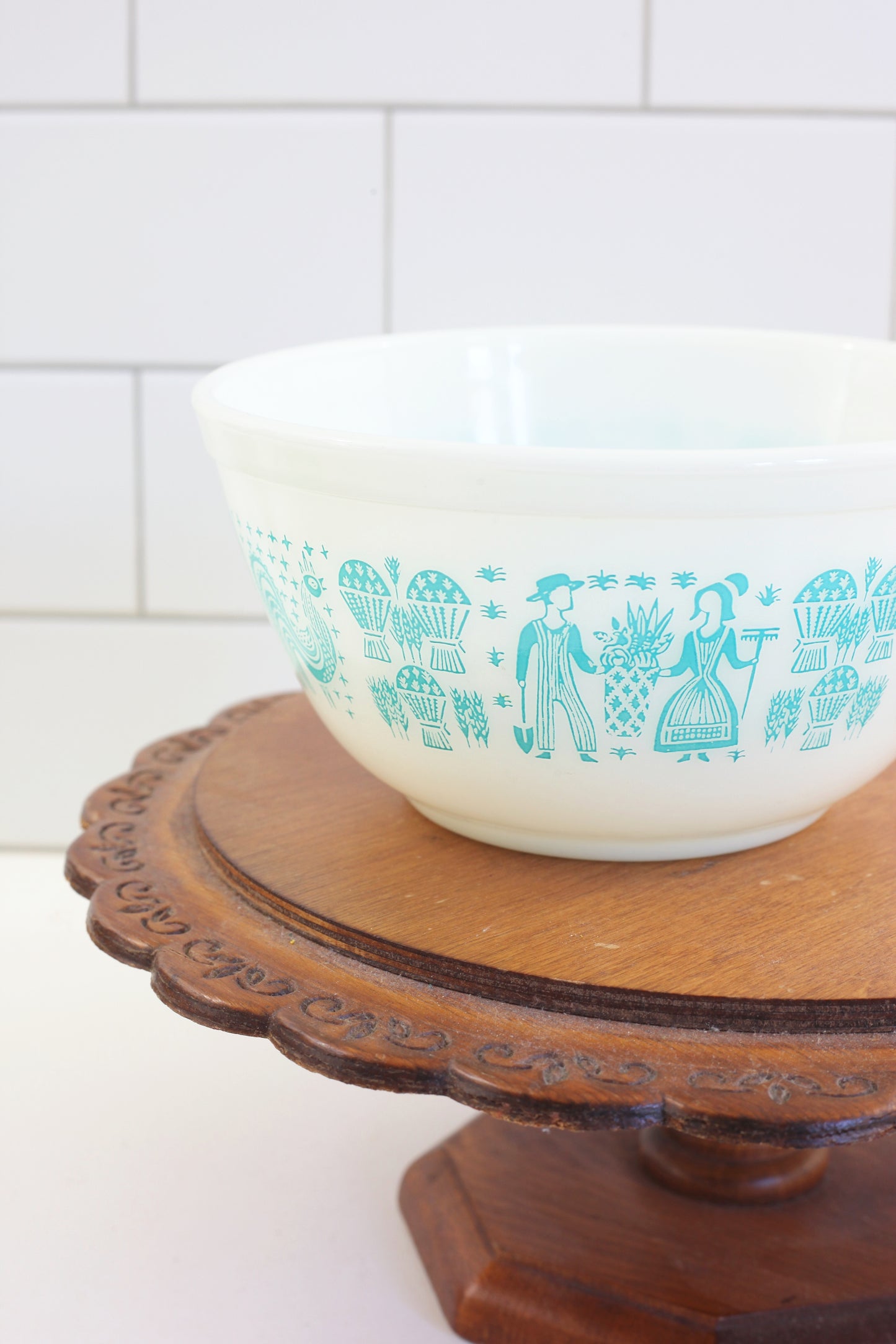 SOLD - Vintage Pyrex Mixing Bowls in Turquoise Butterprint