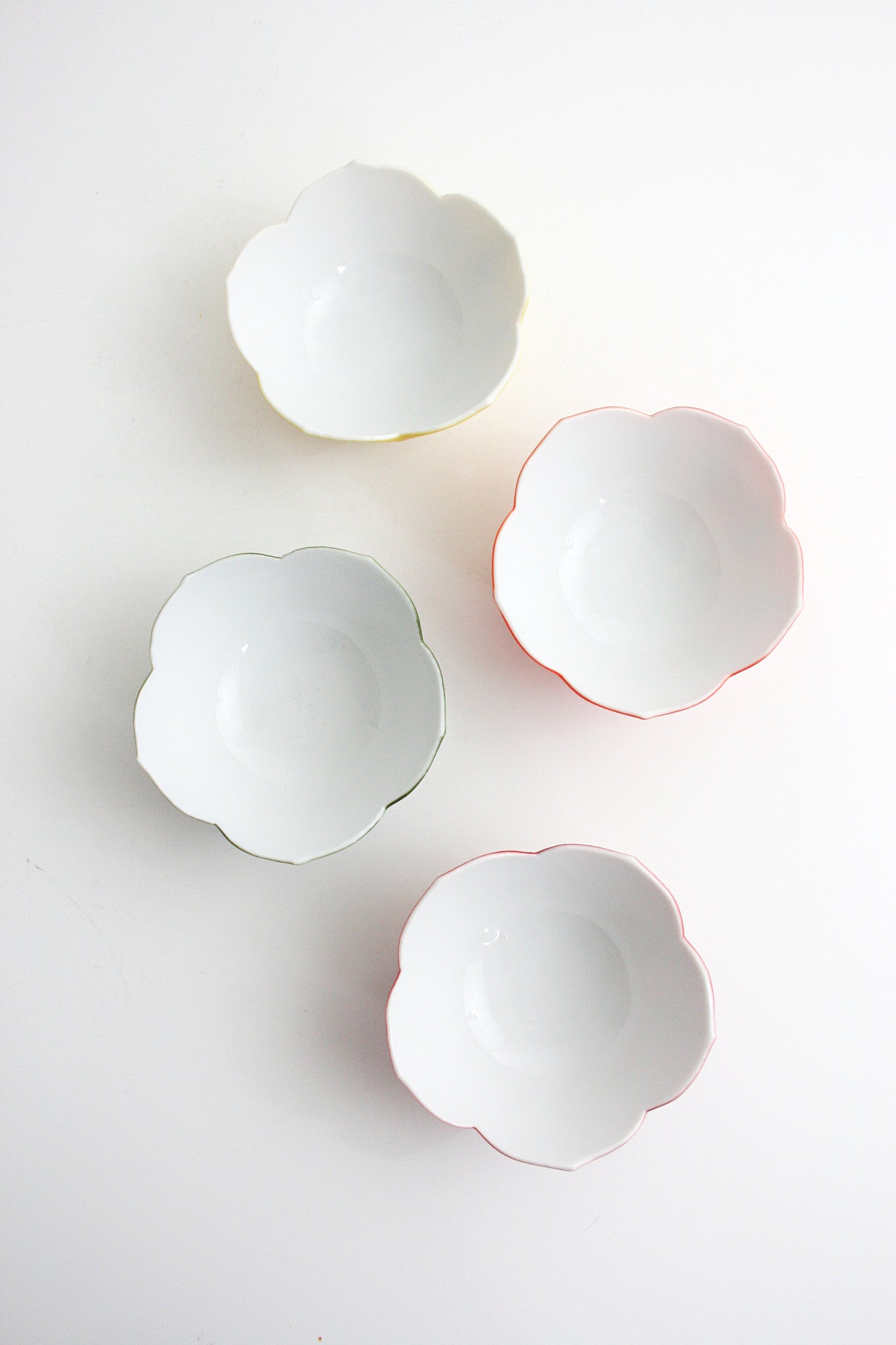 SOLD - Set of Four Colorful Vintage Lotus Bowls