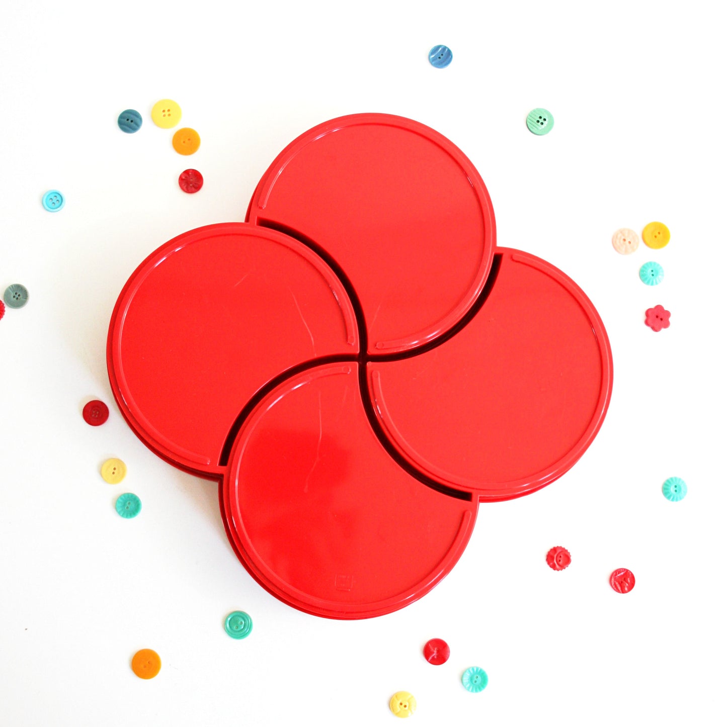 SOLD - Mid Century Modern Dansk Red Pinwheel Dish by Gunnar Cyren