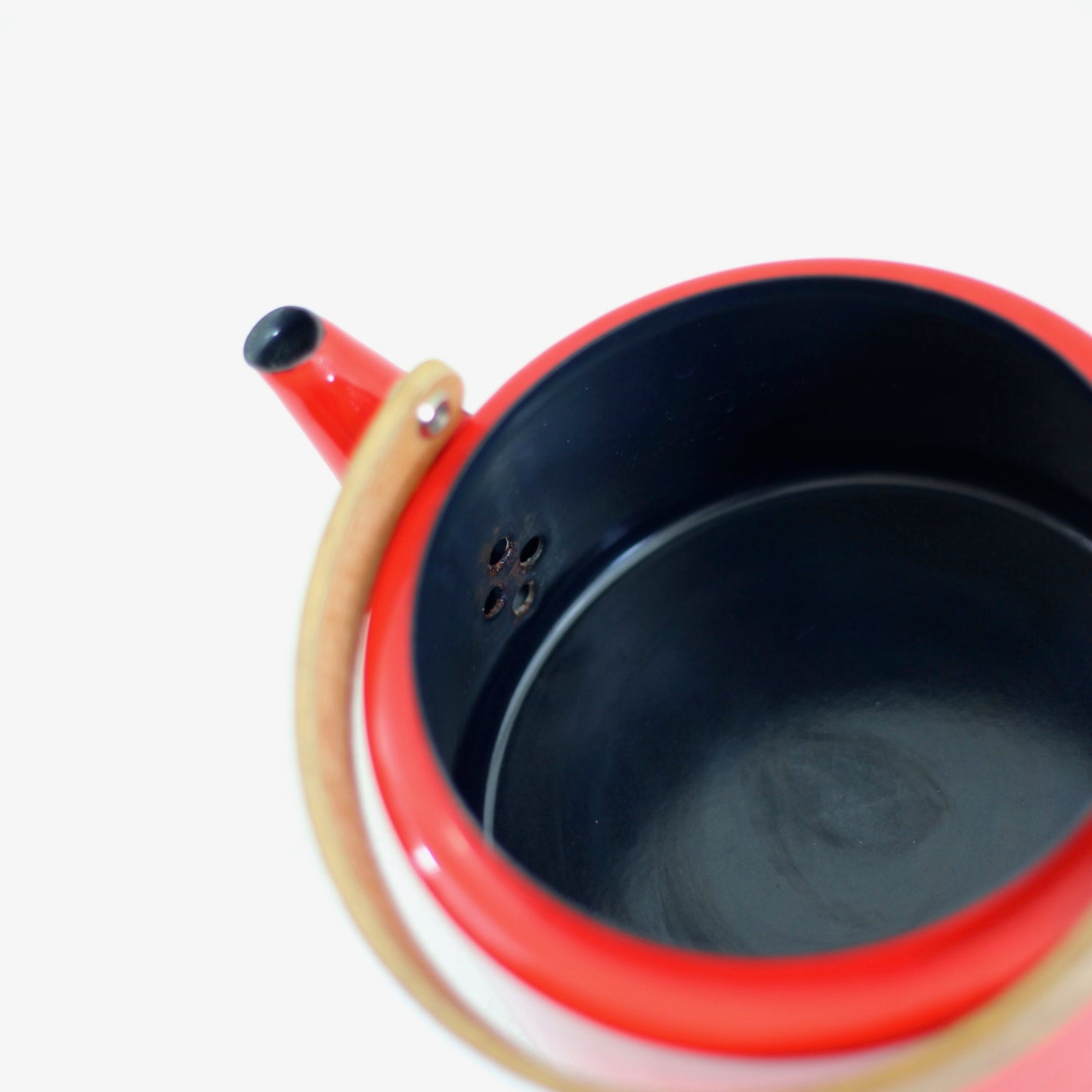 SOLD - Vintage Red Enamel Tea Kettle