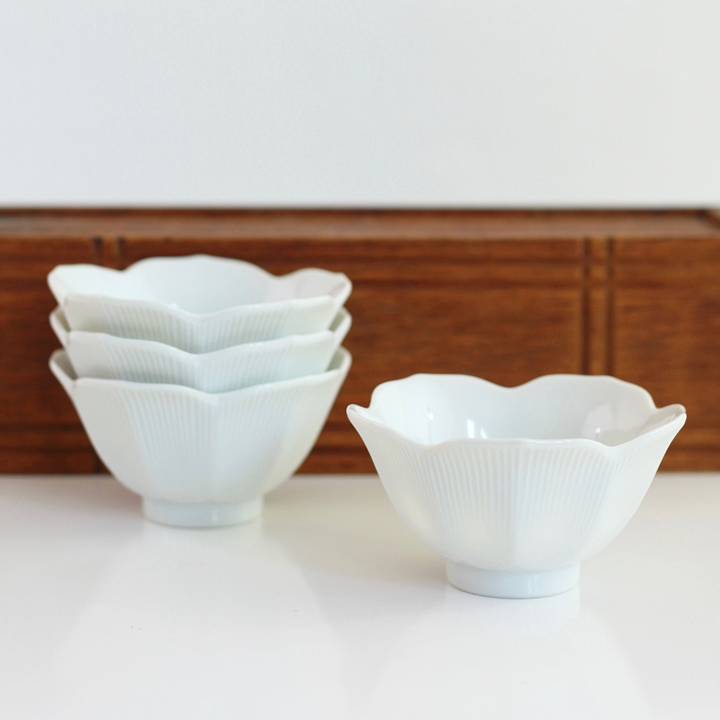 SOLD - Set of Four Vintage Porcelain Lotus Bowls