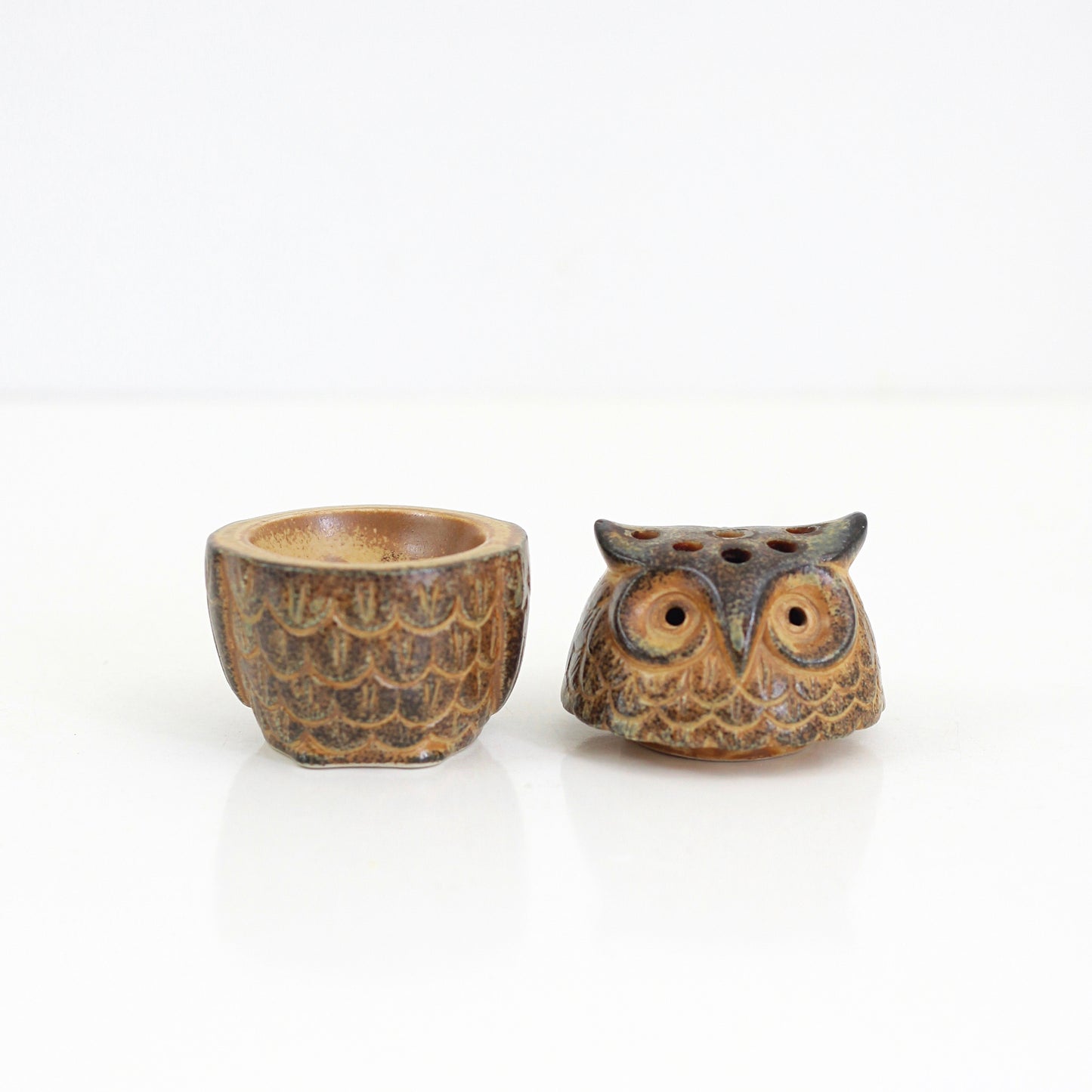 SOLD - Vintage Stoneware Owl Incense Holder
