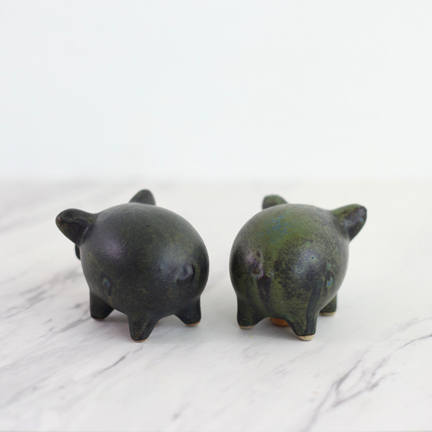 SOLD - Vintage Stoneware Pig Salt and Pepper Shakers