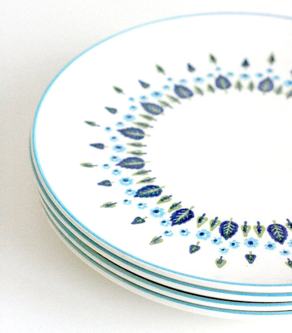 SOLD - Vintage Swiss Alpine Dinner Plates / Mid Century Swiss Chalet Plates