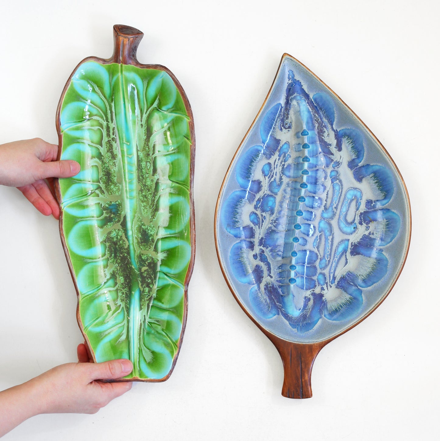 SOLD - Mid Century Modern Blue Leaf Ceramic Ashtray