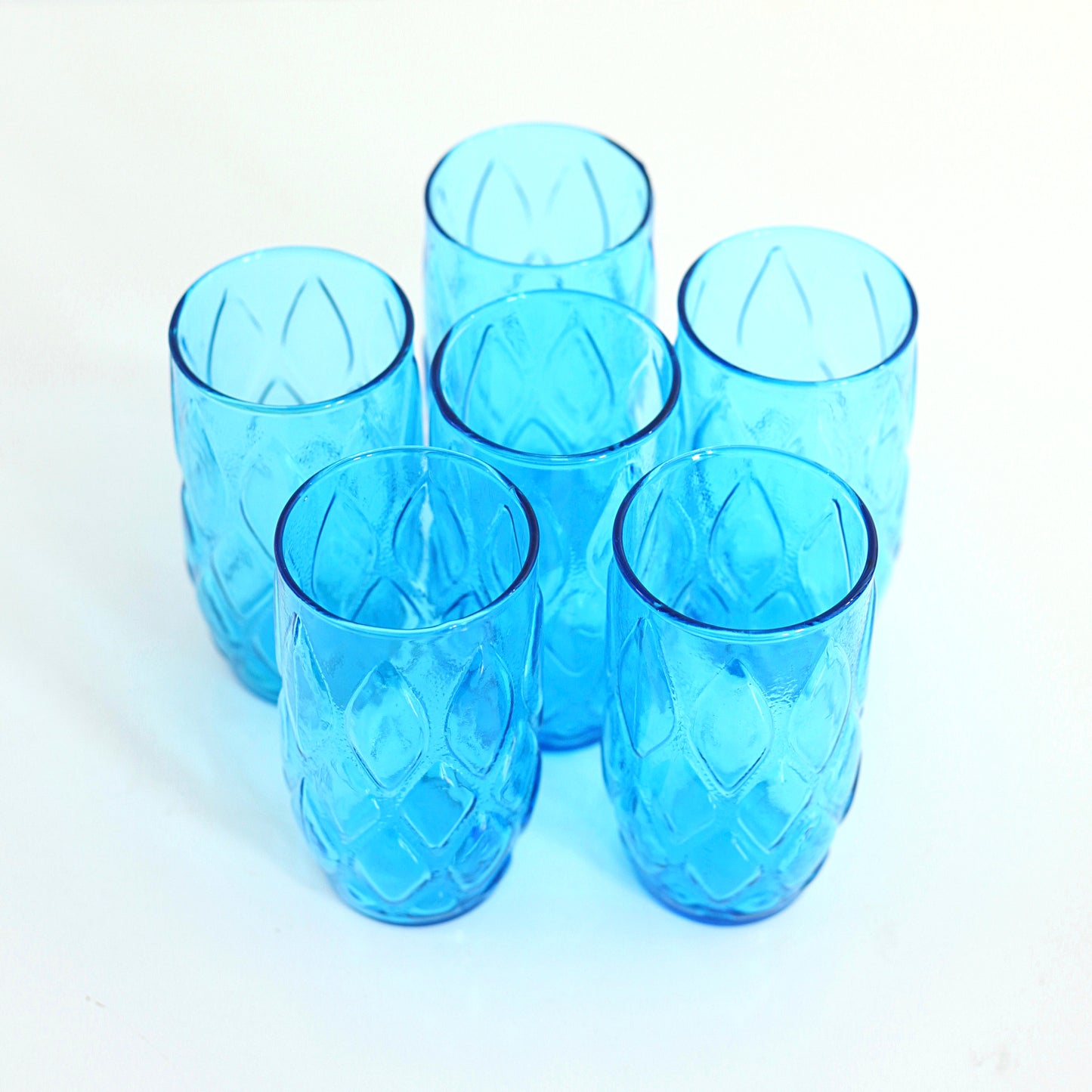 SOLD - Mid Century Turquoise Blue Madrid Glasses by Anchor Hocking