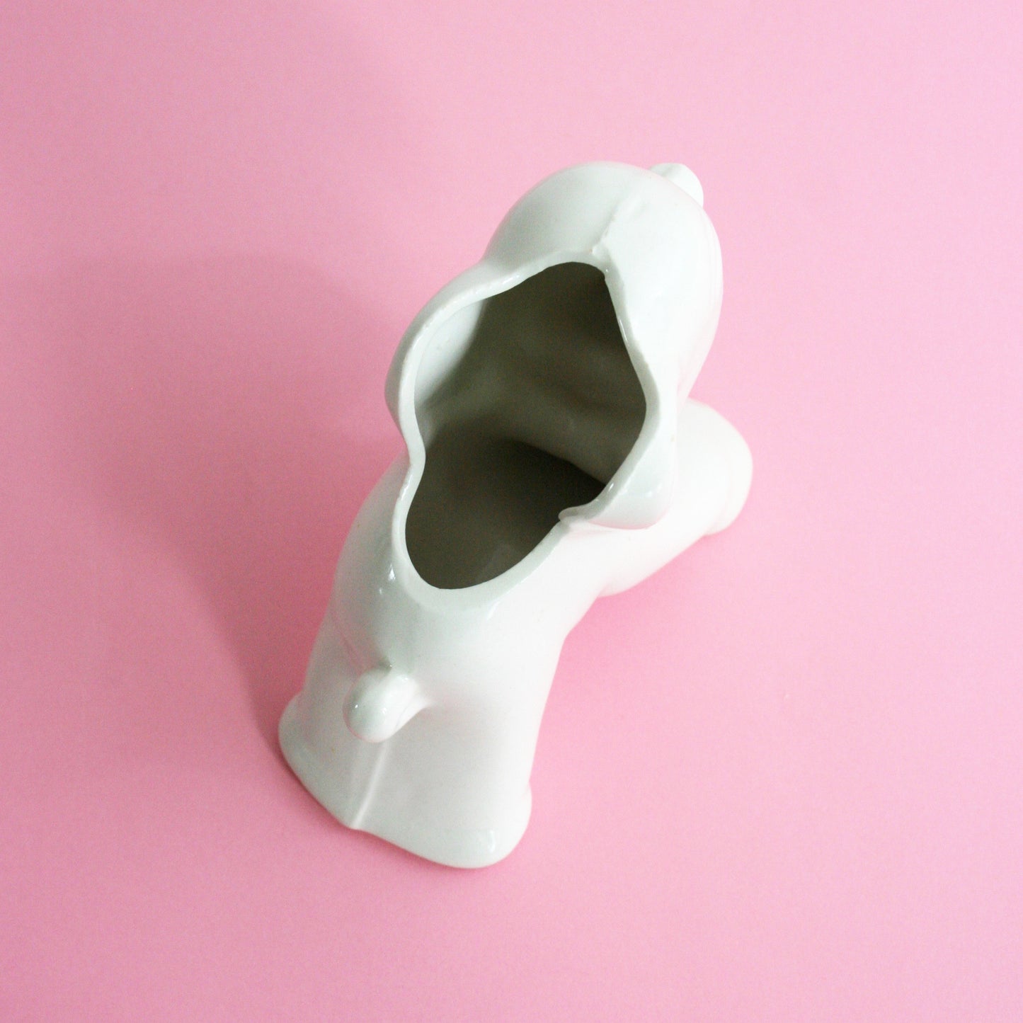 SOLD - Vintage Ceramic Elephant Planter / 1940s Uhl Pottery White Elephant Vase