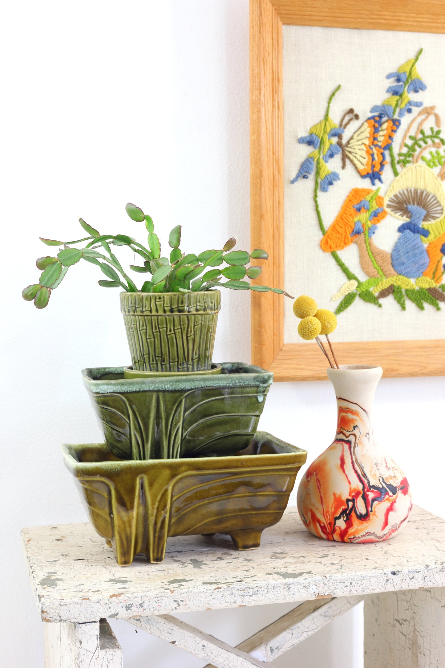 SOLD - Vintage Mossy Green Cookson Pottery Planter