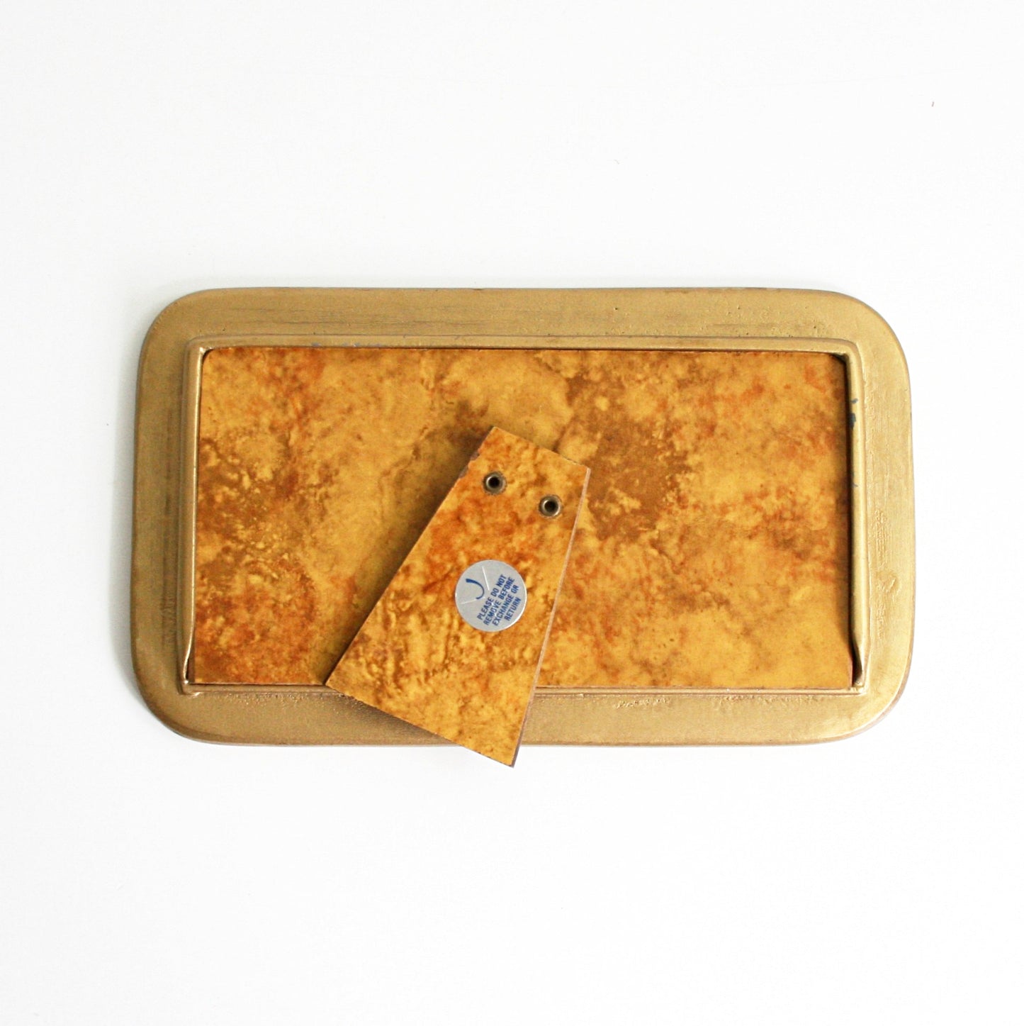 SOLD - Vintage Enamel Buckler's Picture Frame / Mid Century Yellow Roses Photo Frame
