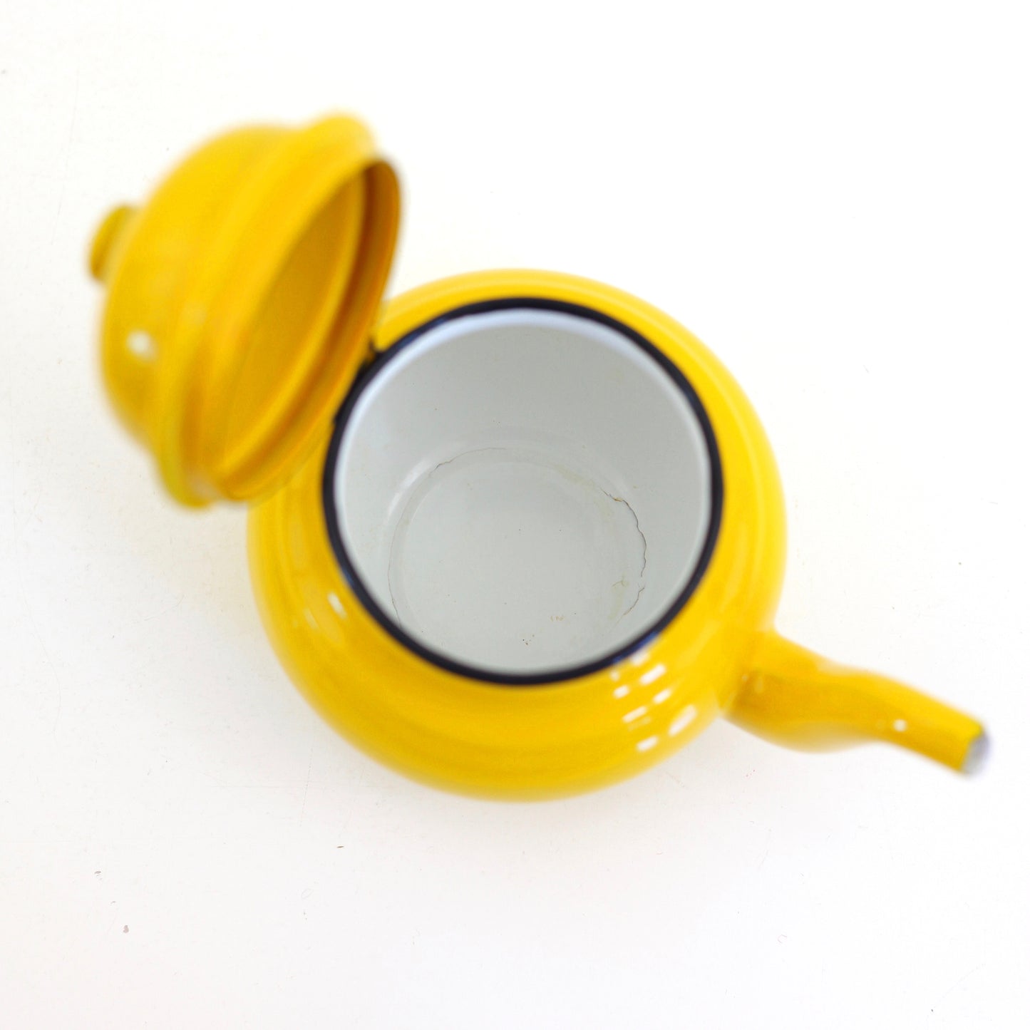 SOLD - Vintage Yellow Enamel Tea Kettle