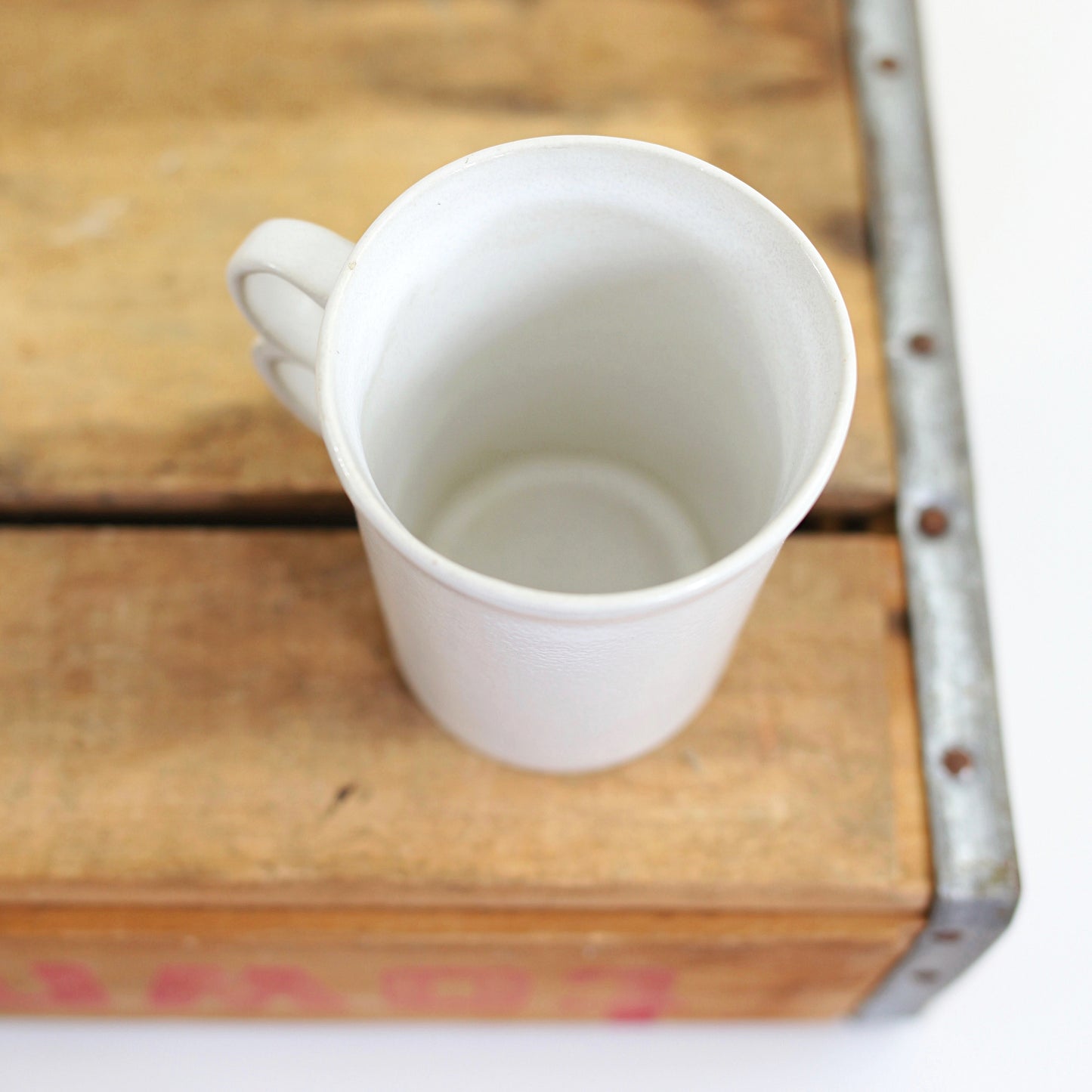 SOLD - Vintage Bennington Potters White Trigger Handle Mug