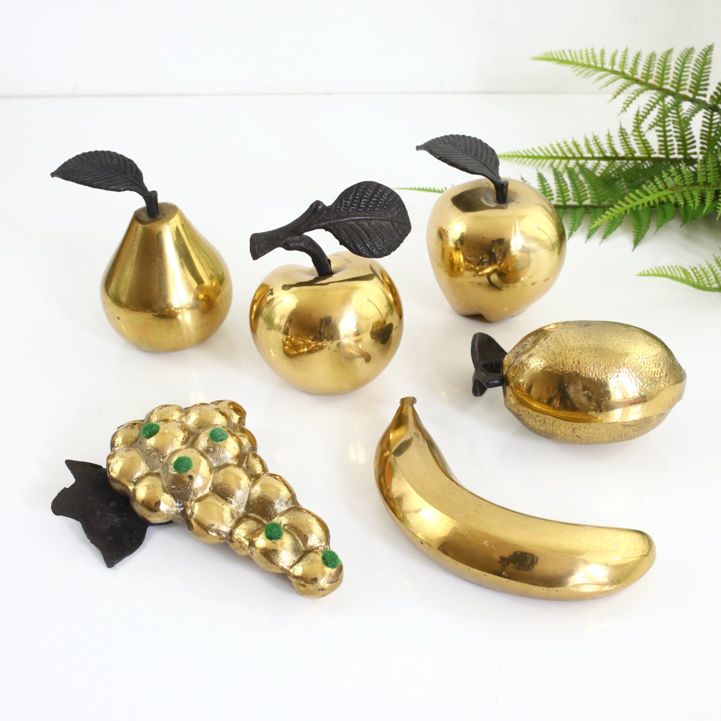 Vintage Brass Fruit / Set of Six