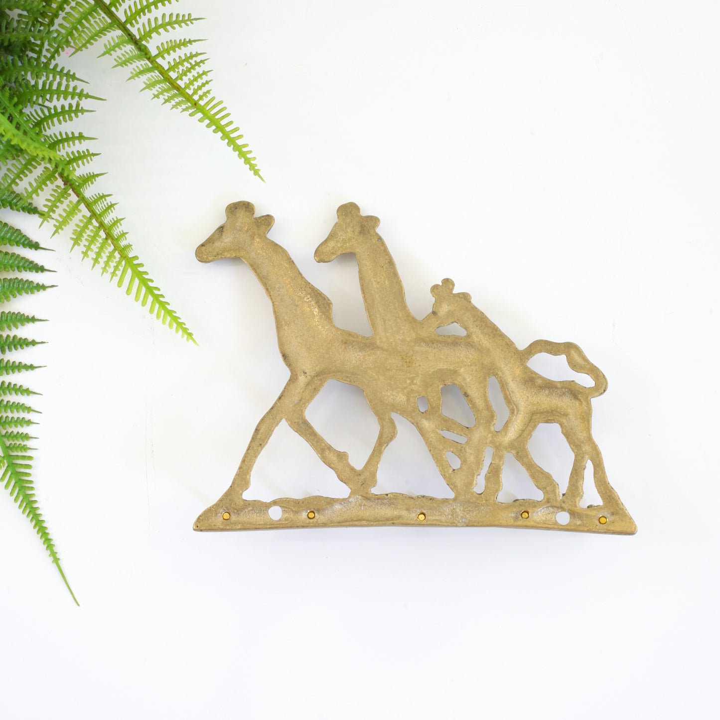 SOLD - Vintage Brass Giraffe Wall Hooks