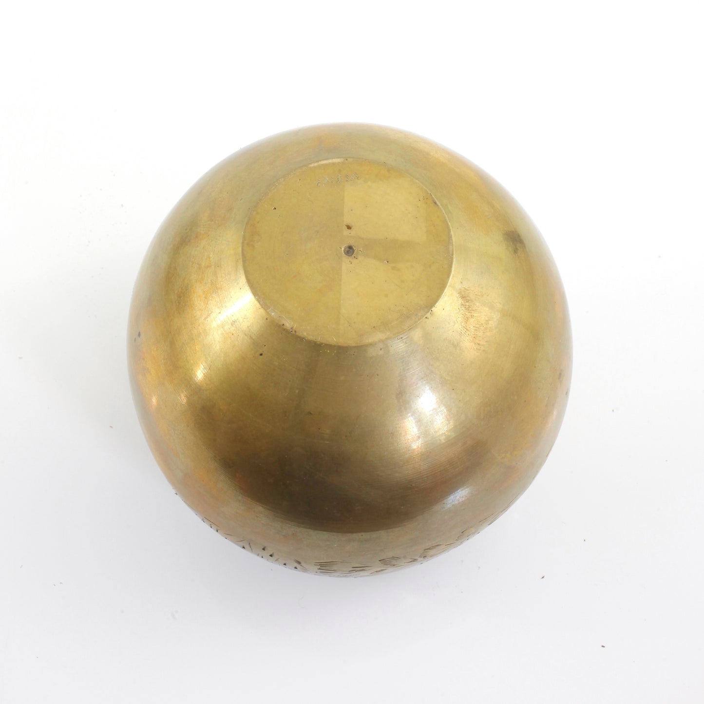 SOLD - Vintage Etched Brass Sphere Vase