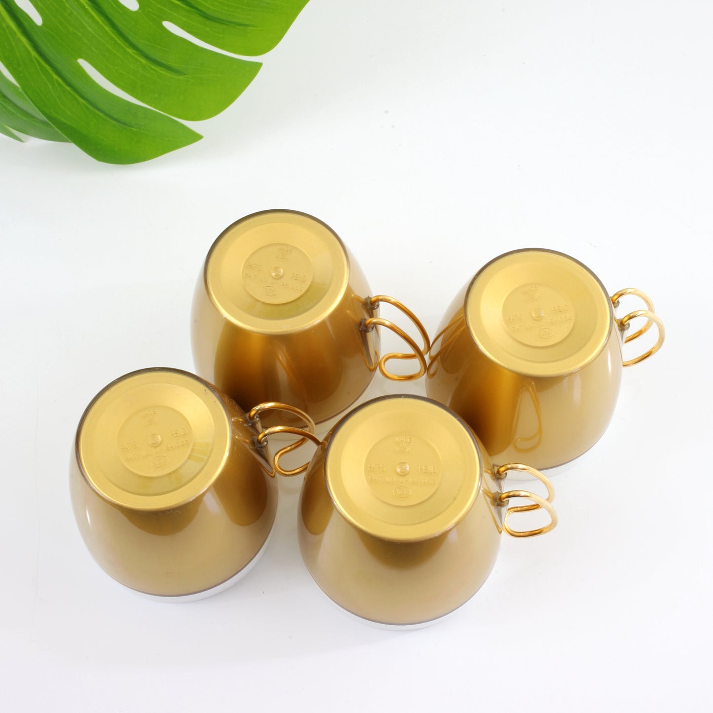 Set of 4 Mid Century Modern Gold NFC Insulated Mugs