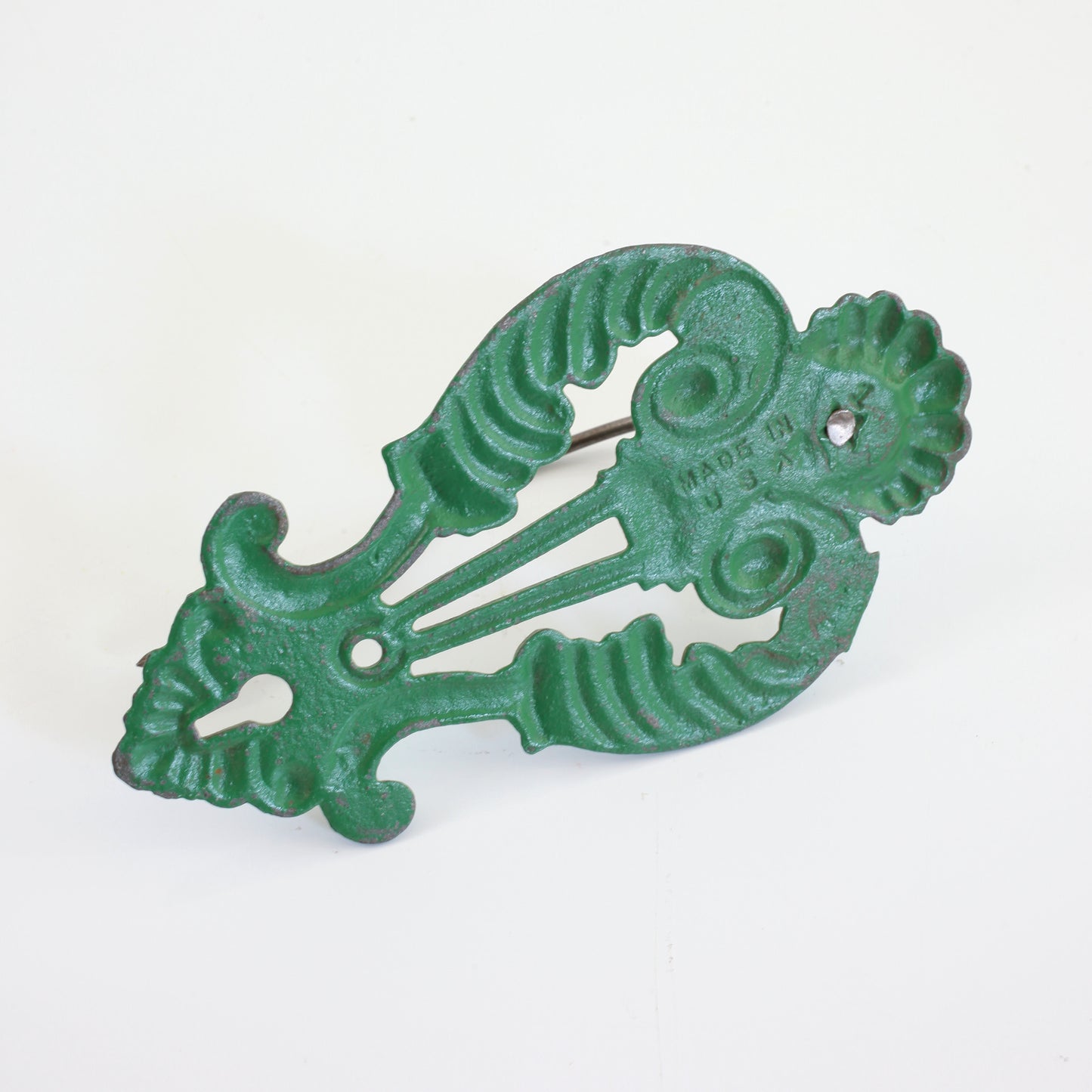 SOLD - Vintage Green Cast Iron Wall Mount Receipt Spike