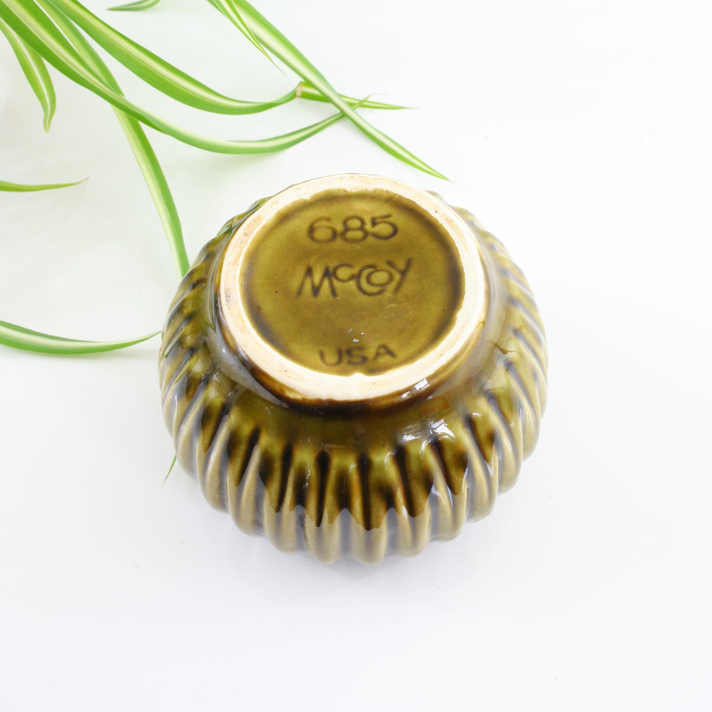 SOLD - Vintage Ribbed Green McCoy Pottery Planter